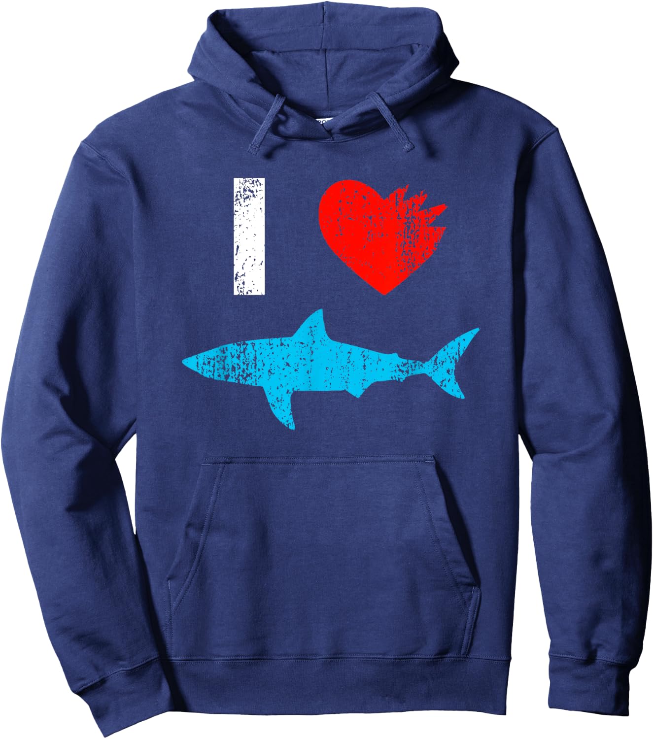 I Love Sharks Heart Bite - Marine Biology Shark Lover Gift Hoodie - Hoodie | Navy