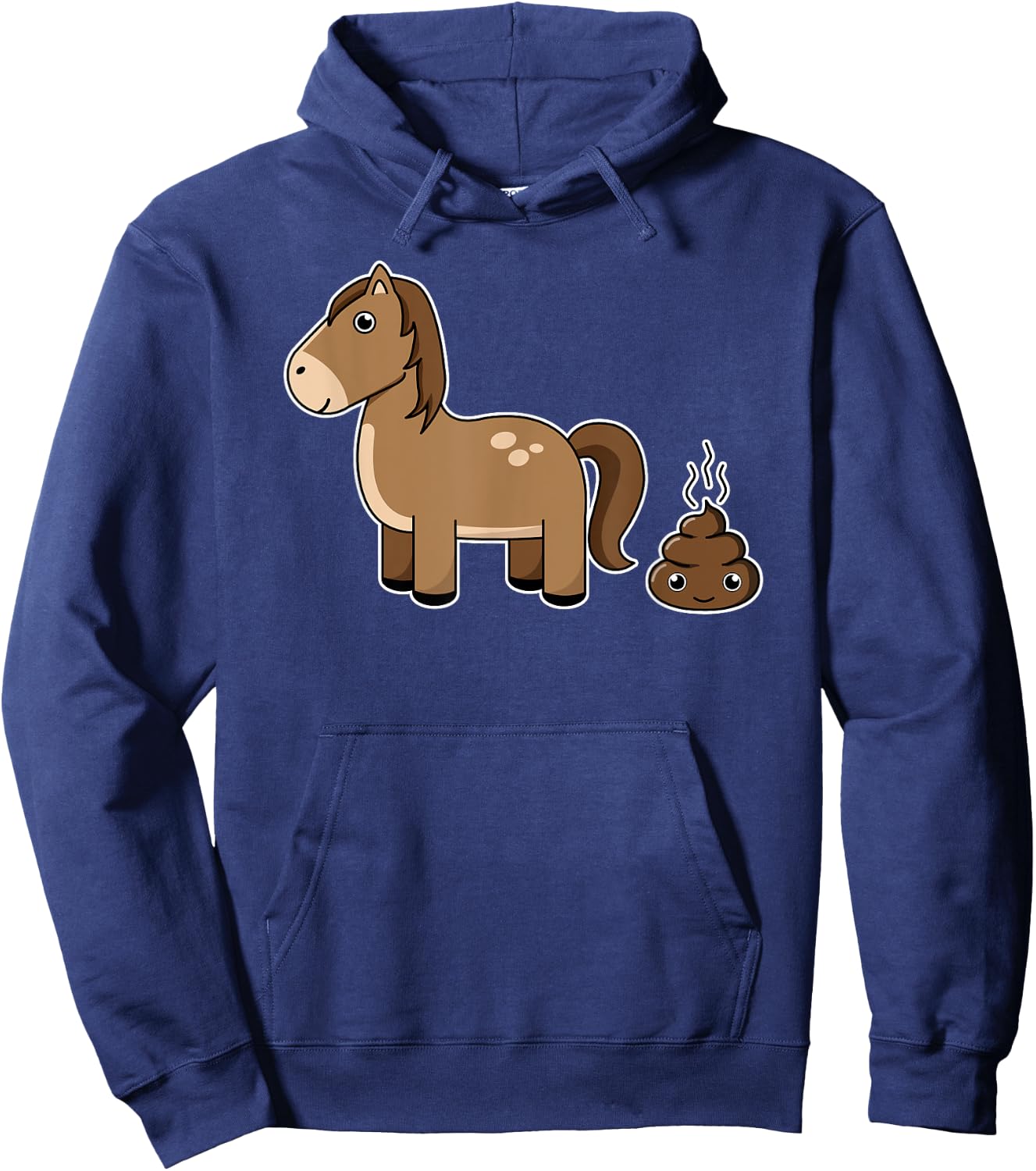 Funny Horse Shit Poop Face Cartoon Illustration Gift Hoodie - Hoodie | Navy