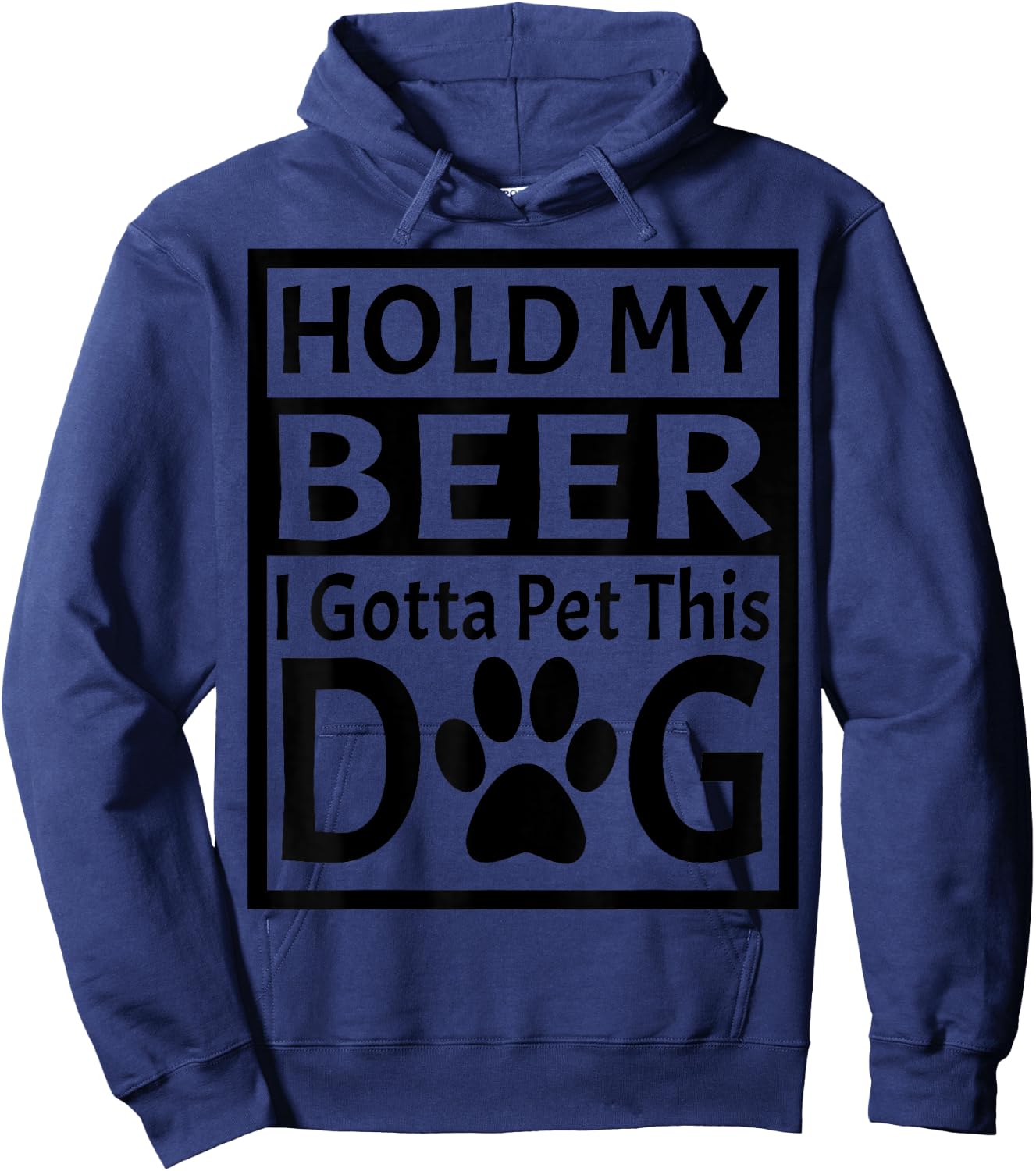 Retro Vintage Holding My Beer I Gotta Pet This Dog Hoodie - Hoodie | Navy