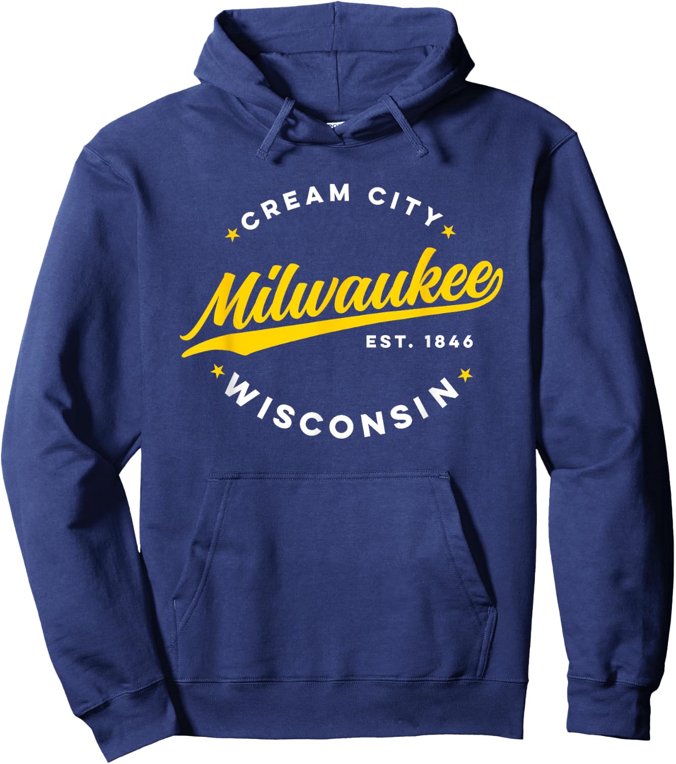 Vintage Milwaukee Wisconsin Cream City Yellow Text Hoodie - Hoodie | Navy