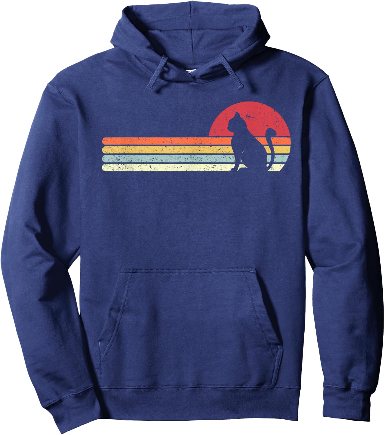 Cat Shirt. Retro Style Men Women Girls Kids Hoodie - Hoodie | Navy
