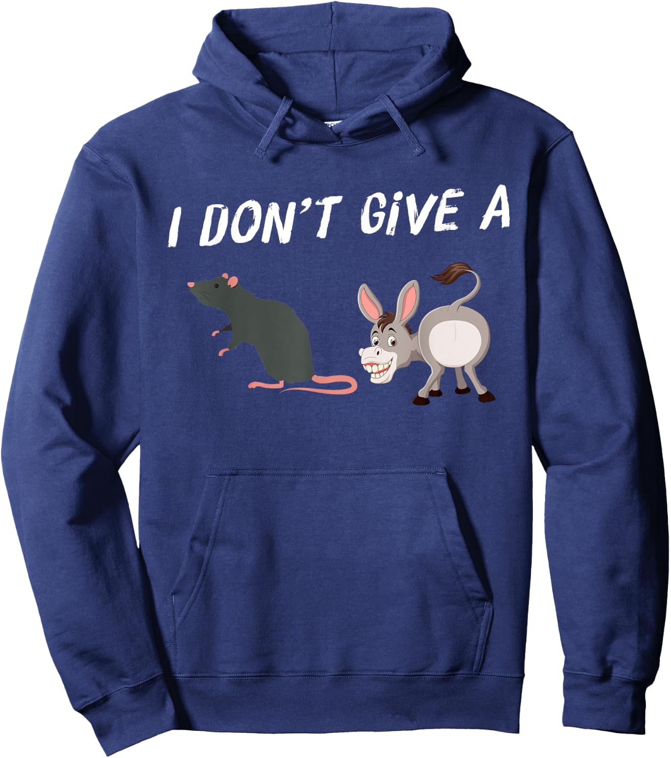 I Don't Give A Rats Ass Funny Novelty Mouse And Donkey Hoodie - Hoodie | Navy
