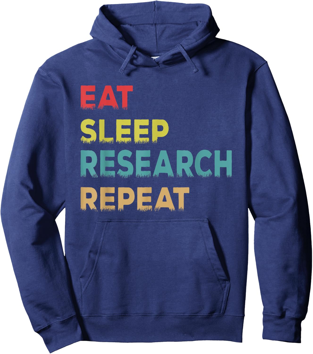 Retro Vintage Researcher Gift, Eat Sleep Research Repeat Hoodie - Hoodie | Navy
