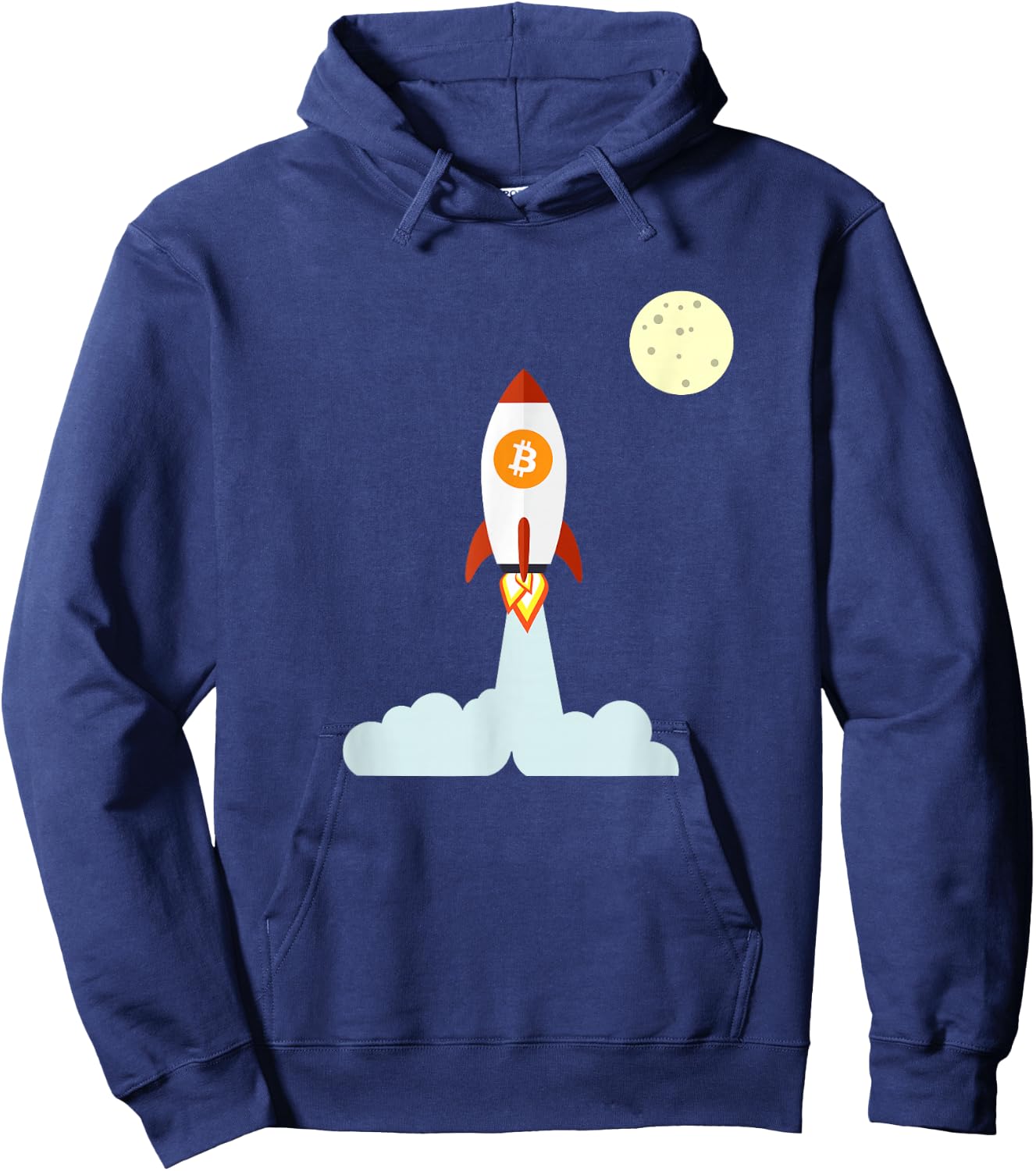 Bitcoin BTC Crypto to the Moon Shirt Featuring BTC Rocket Hoodie - Hoodie | Navy