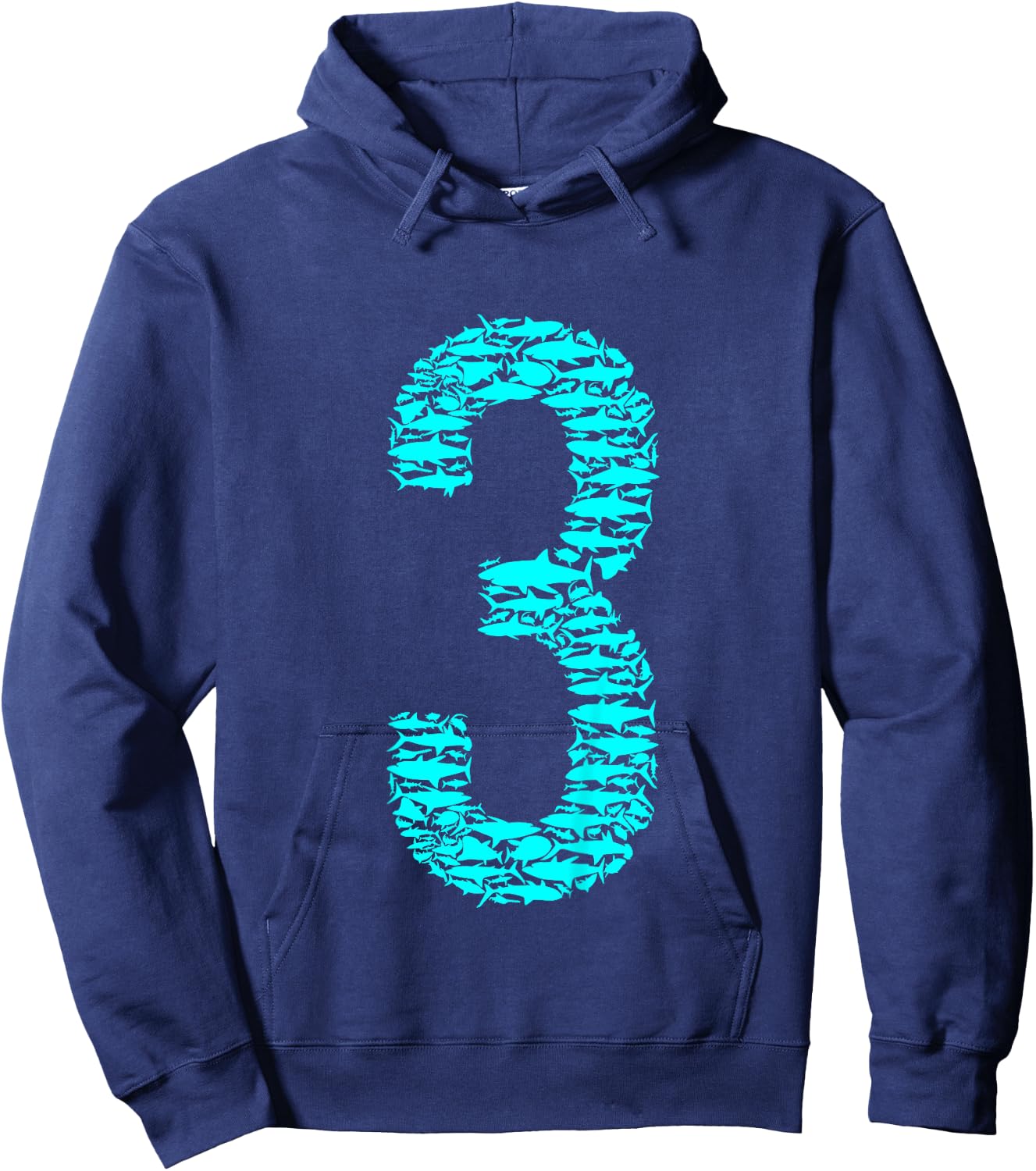 Shark 3rd Birthday For 3 Year Old Girls and Boys Hoodie - Hoodie | Navy