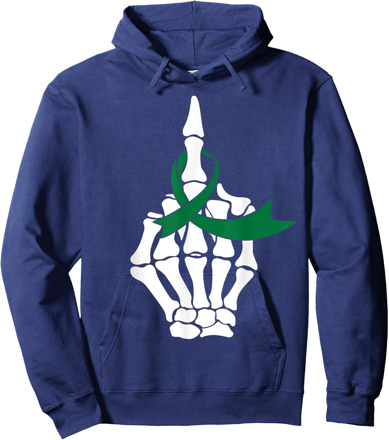 Fuck Liver Cancer Middle Finger Green Ribbon Shirt Hoodie - Hoodie | Navy