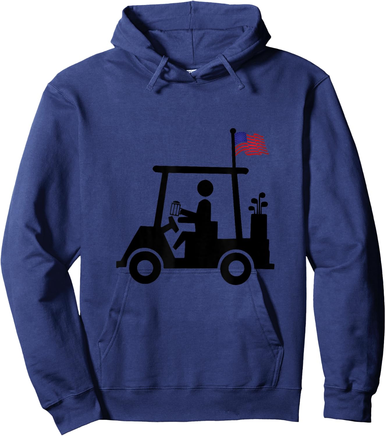 Beer Golfer Golf Cart with American Flag USA Golfing Gift Hoodie - Hoodie | Navy