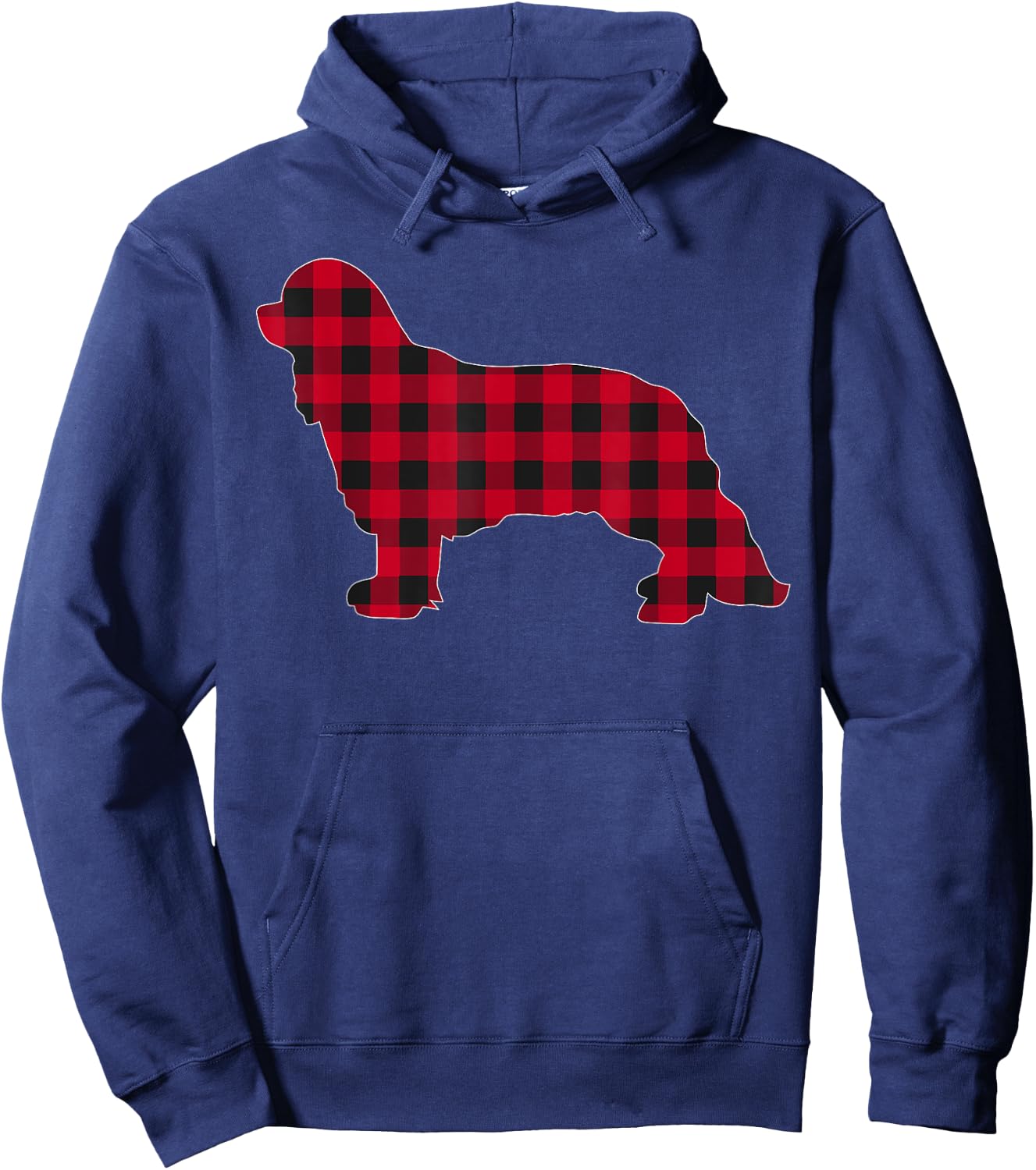 Red Plaid Cavalier King Charles Spaniels Christmas Pajama Hoodie - Hoodie | Navy