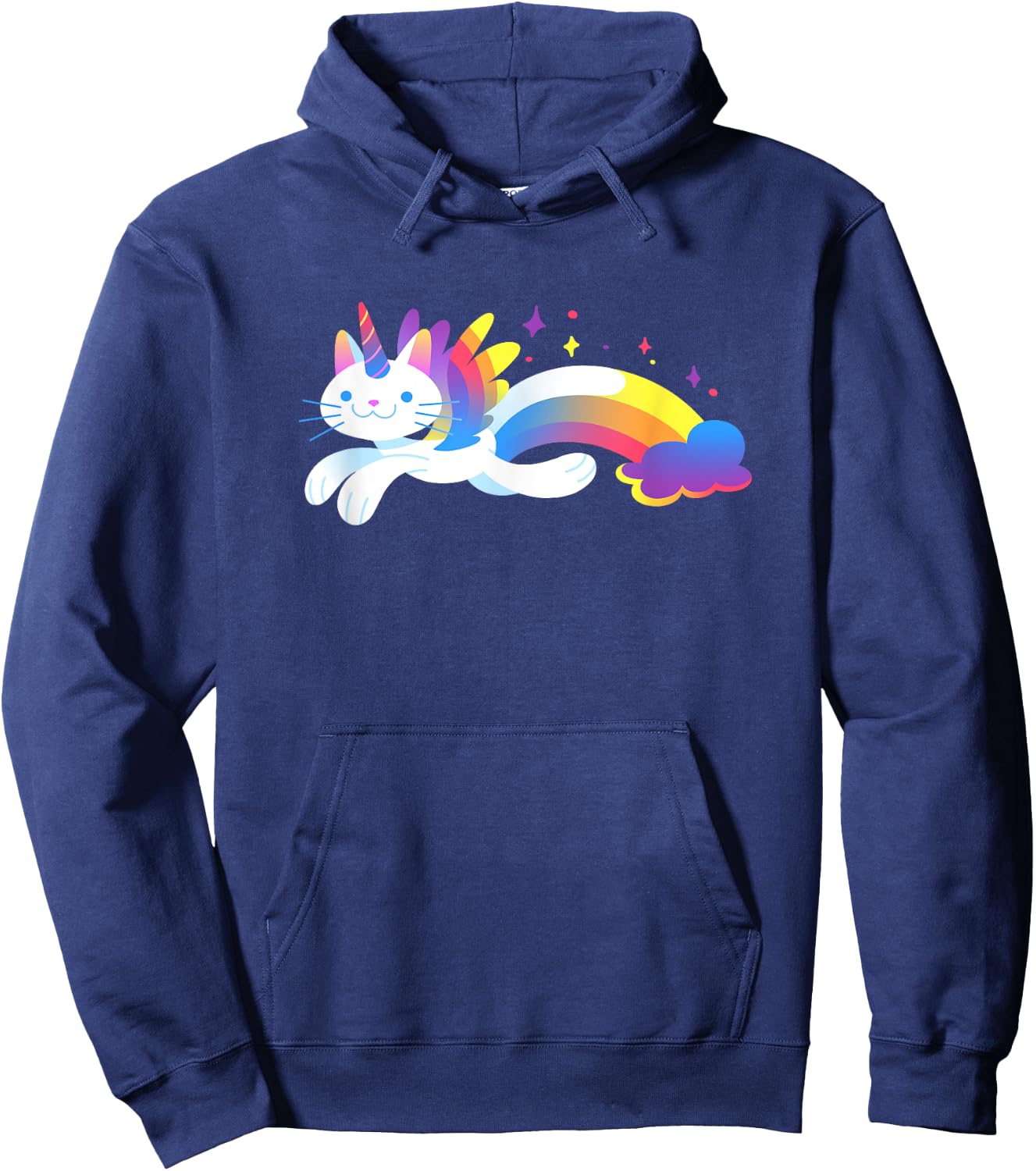 Unicorn Kitty Rainbow - Flying Unicat Caticorn Women Girls Kids Hoodie - Hoodie | Navy