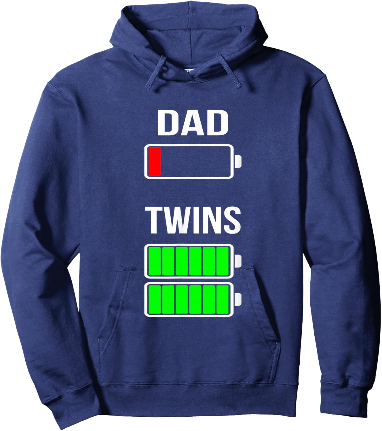 Tired Dad Low battery Twins Full Charge funny Gift T Shirt Hoodie - Hoodie | Navy