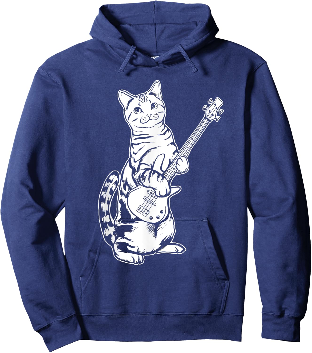 Funny Cat Playing Bass Cool Musician Women Girls Kids Hoodie - Hoodie | Navy