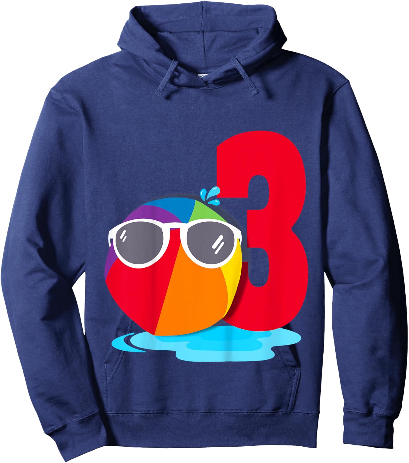 Beach Ball Sunglasses Birthday Shirt 3 Year Old Pool Party Hoodie - Hoodie | Navy