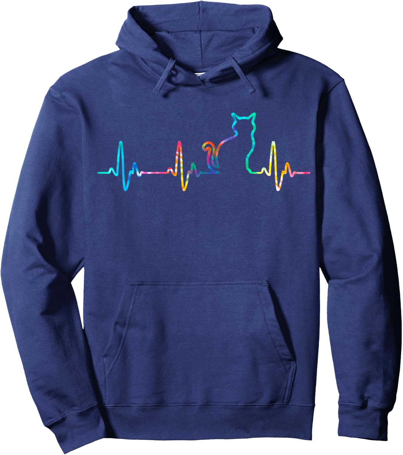 Cat Heartbeat Cat Lover Animal Lovers Tie Dye Hoodie - Hoodie | Navy