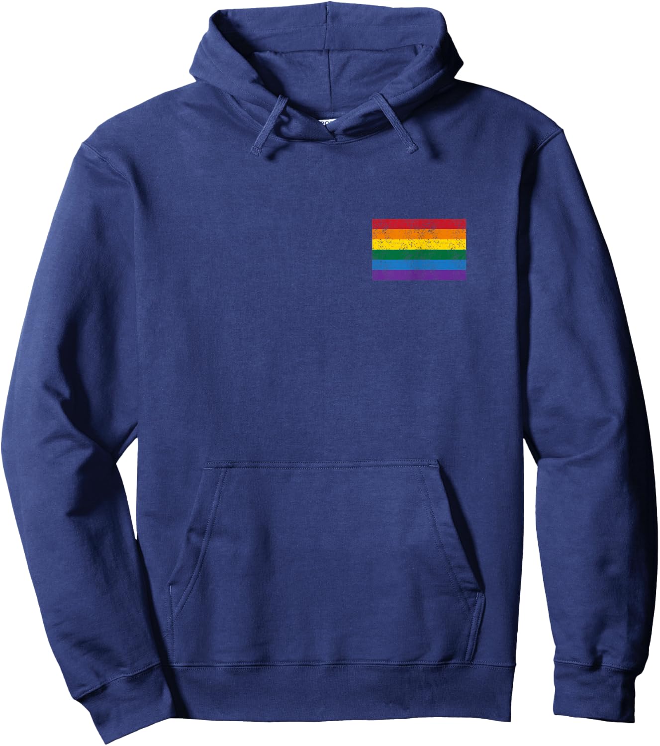 Vintage Distressed Gay Pride Flag (Gay Flag Shirt) Hoodie - Hoodie | Navy