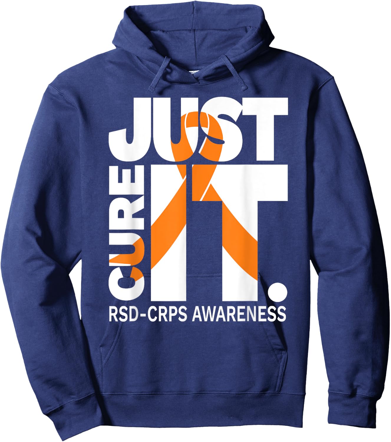 Just Cure RSD CRPS Awareness Shirts Ribbon white text Shirt Hoodie - Hoodie | Navy