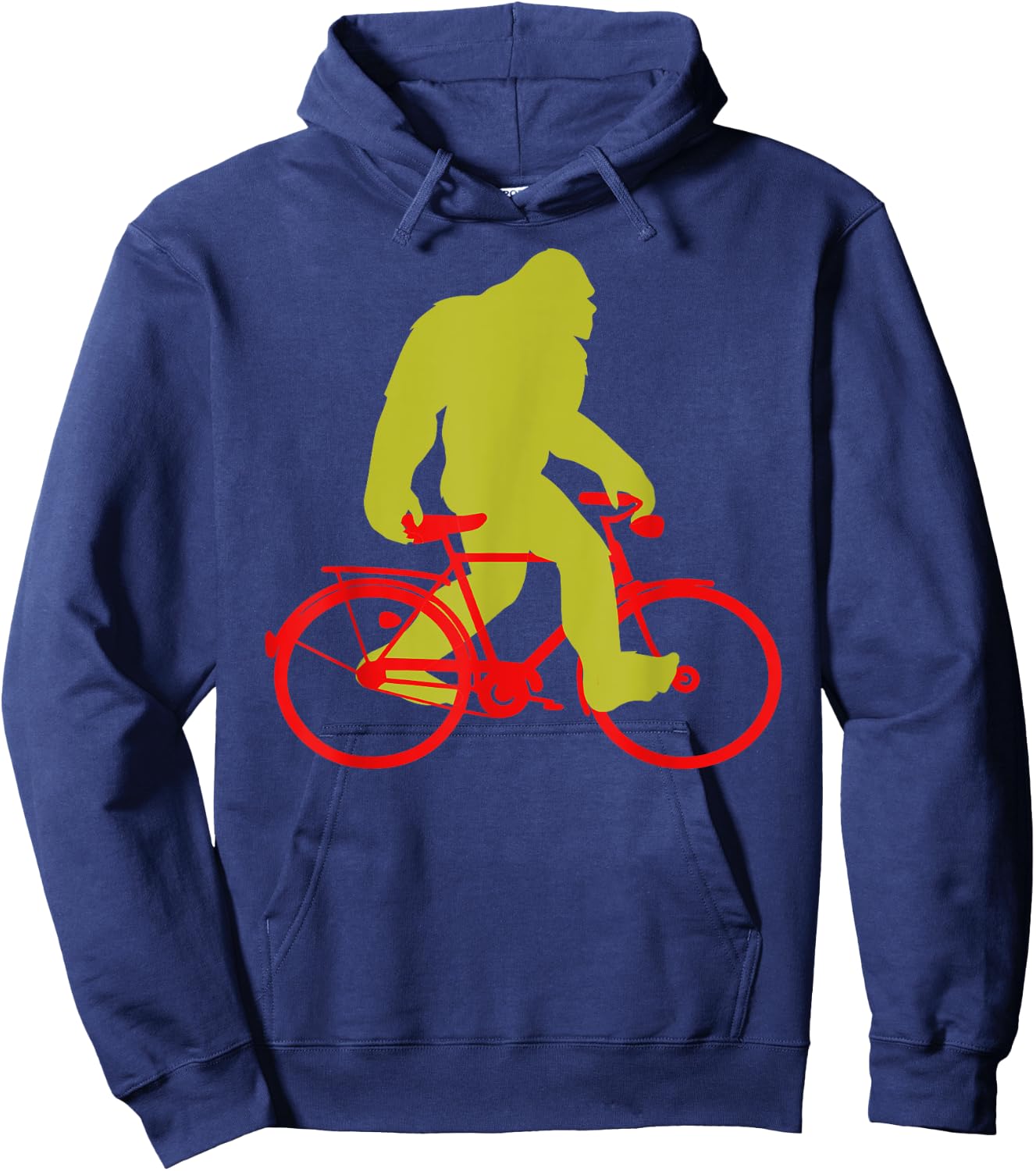 Bigfoot Riding Bicycle Shirt, Funny Cute Sasquatch Bike Gift Hoodie - Hoodie | Navy