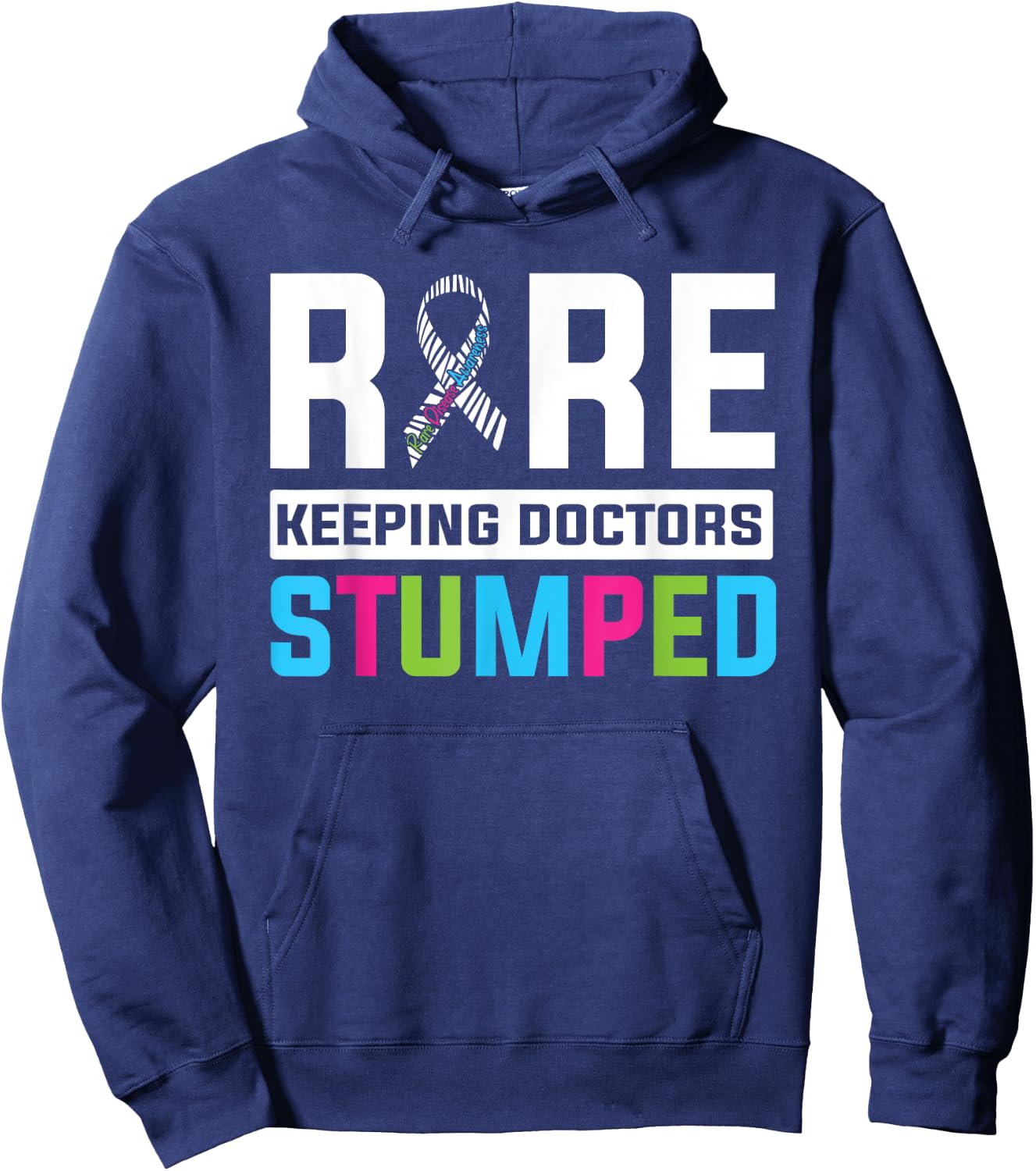 Rare Disease Awareness Day 2025 Rare Genes Zebra Ribbon Hoodie - Hoodie | Navy
