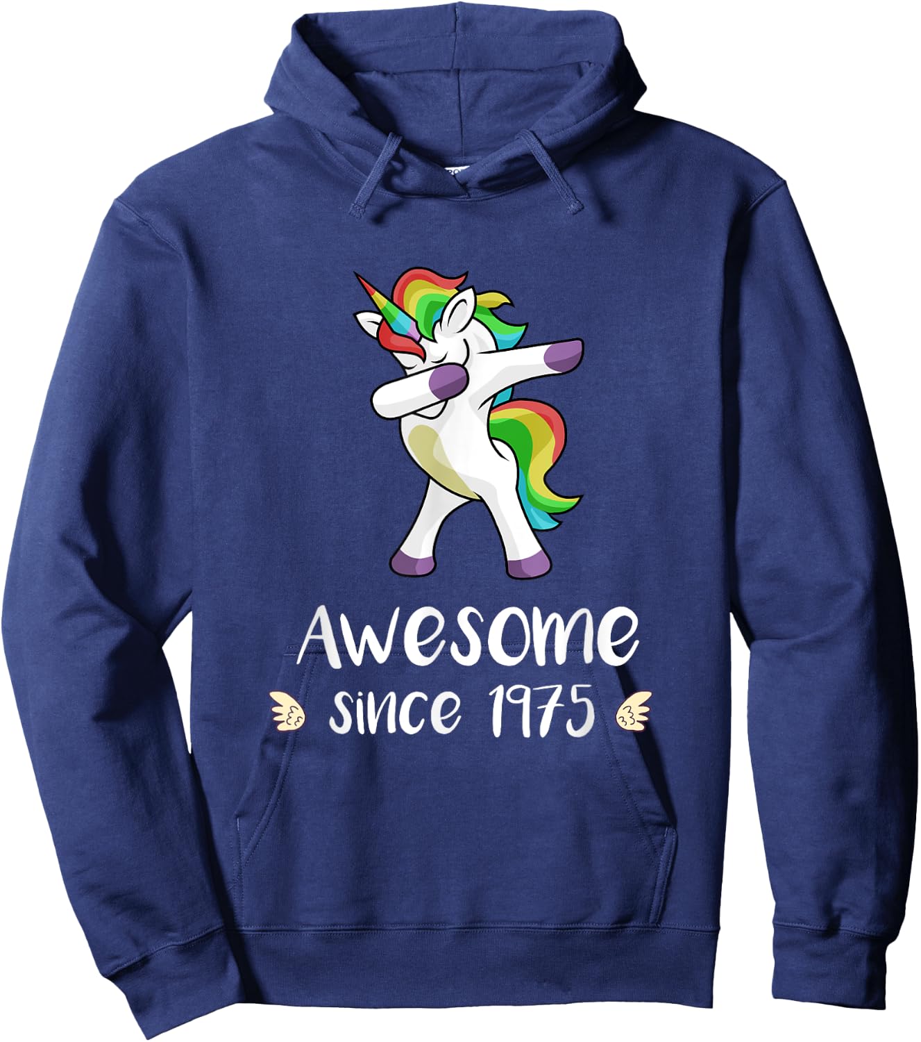 Awesome Since 1975 Cute Unicorn 43rd Birthday Gift Hoodie - Hoodie | Navy