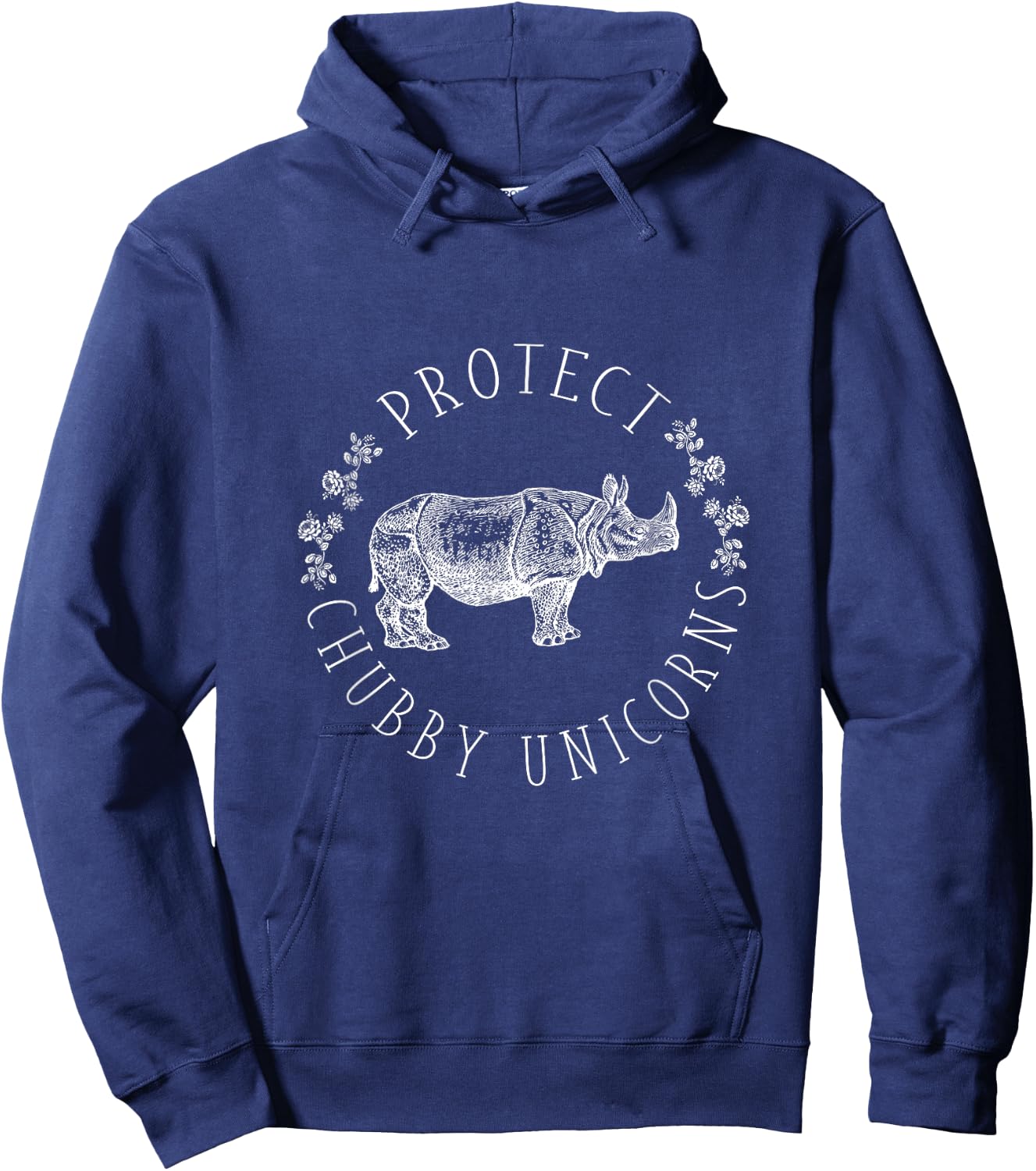 Protect Chubby Unicorns Save the White Rhino Animal Lover Hoodie - Hoodie | Navy
