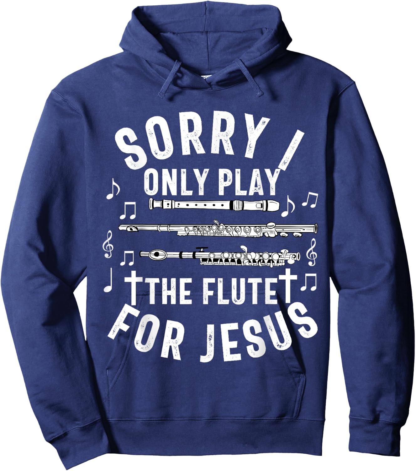 Flute Player Christian Women Girls Men Flutist Jesus Worship Hoodie - Hoodie | Navy