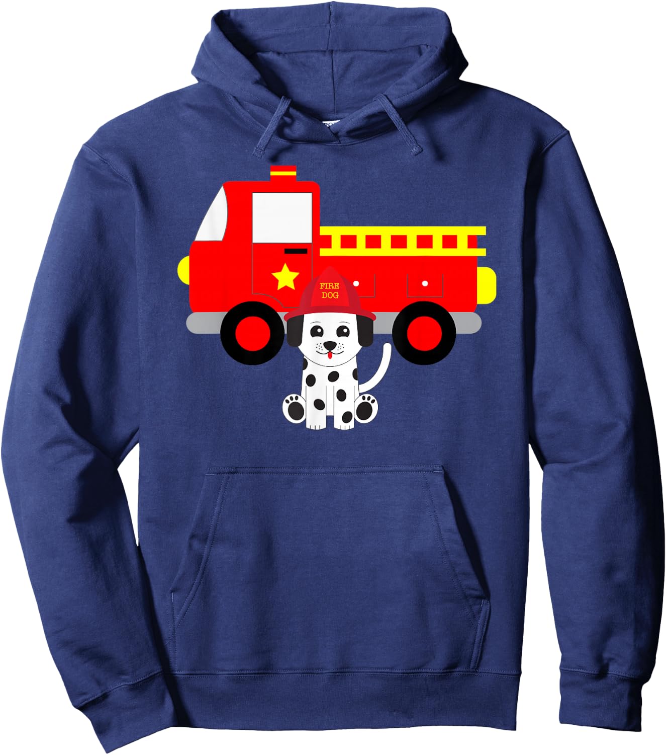 Firetruck and Dalmatian Firefighter Fire Hoodie - Hoodie | Navy