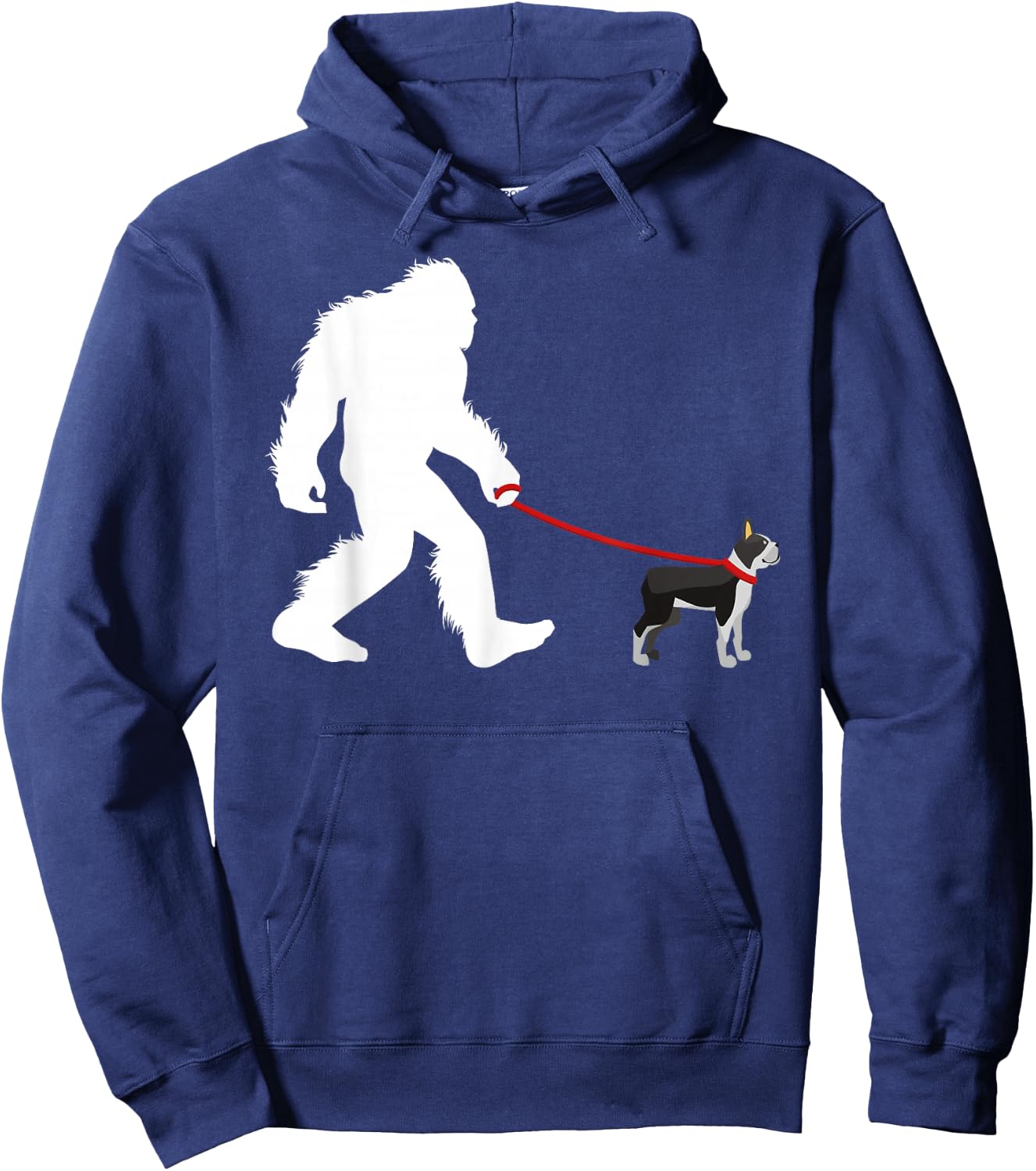 Bigfoot Walking Boston Terrier Shirt, Dog Walker Gift Hoodie - Hoodie | Navy