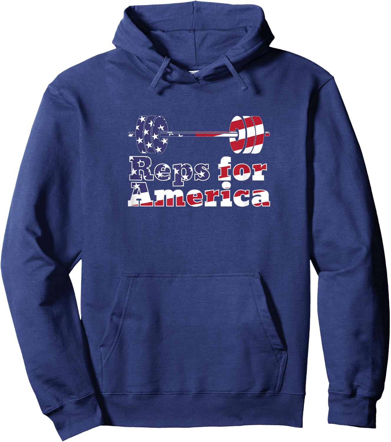 Patriotic barbell Reps For America USA Gym Women Kids Men Hoodie - Hoodie | Navy