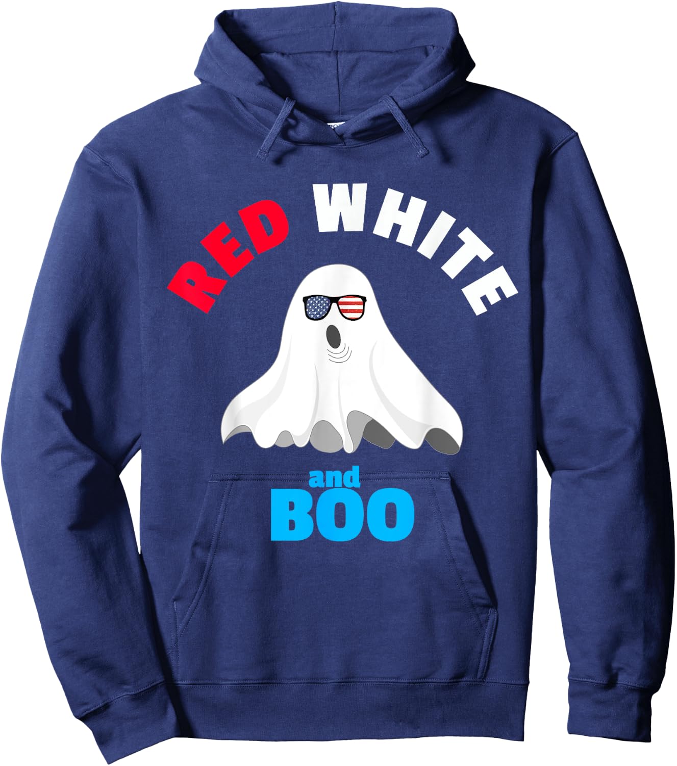 Red White and Boo - Funny American Ghost for Party Hoodie - Hoodie | Navy