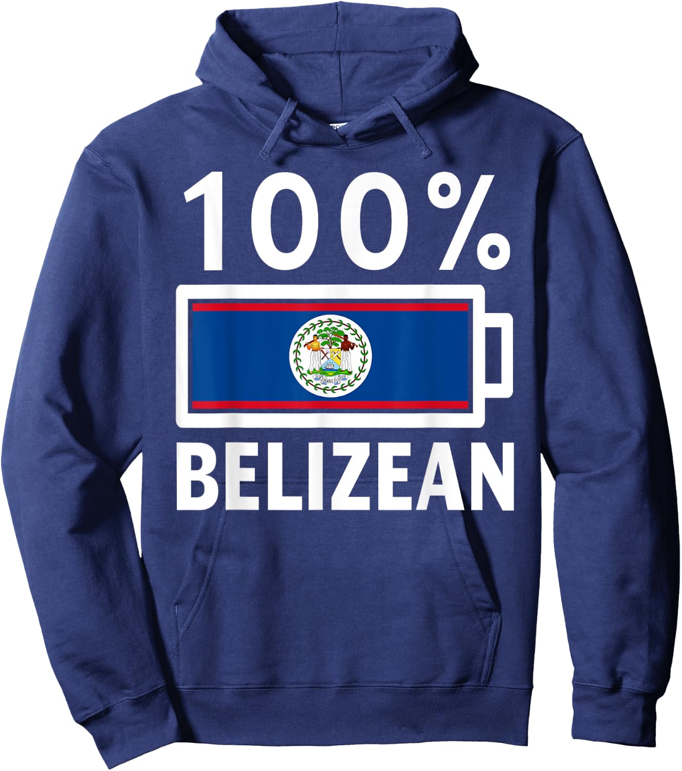Belize Flag | 100% Belizean Battery Power Hoodie - Hoodie | Navy