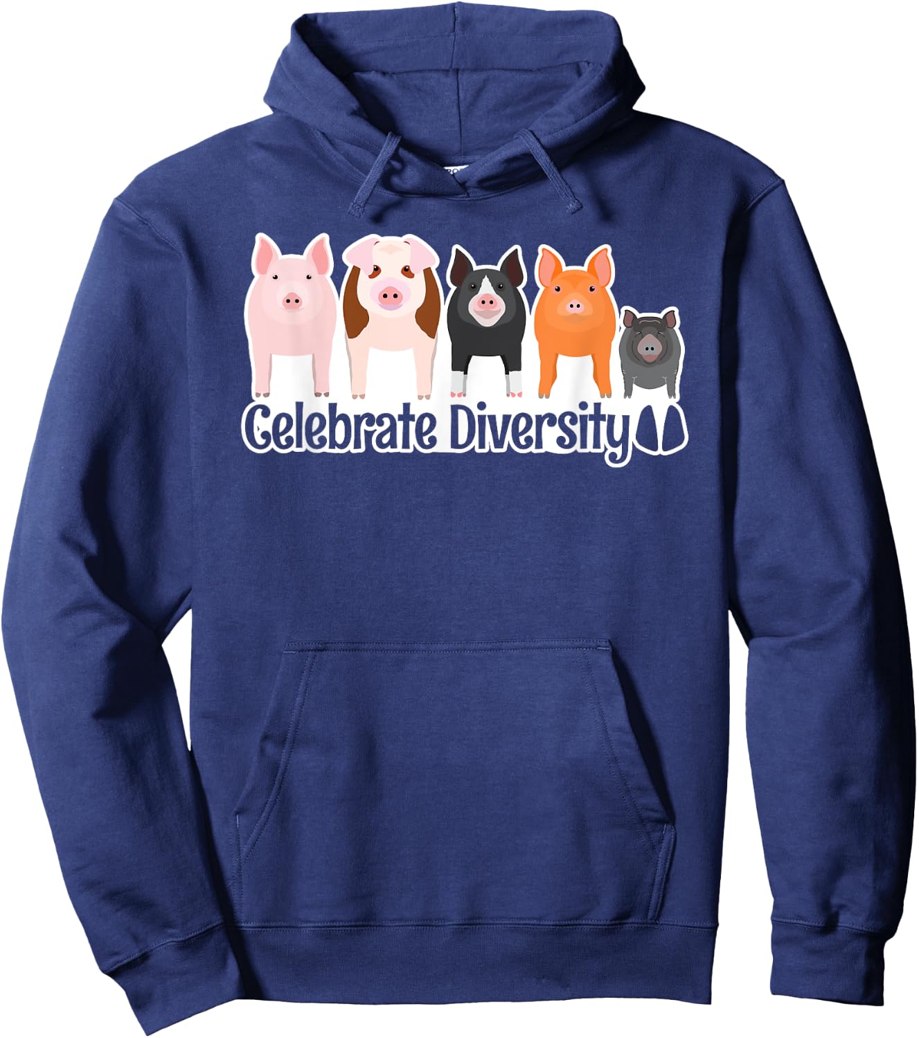 Celebrate Diversity Gifts for Pig Lovers Farm Breed Cute Pig Hoodie - Hoodie | Navy