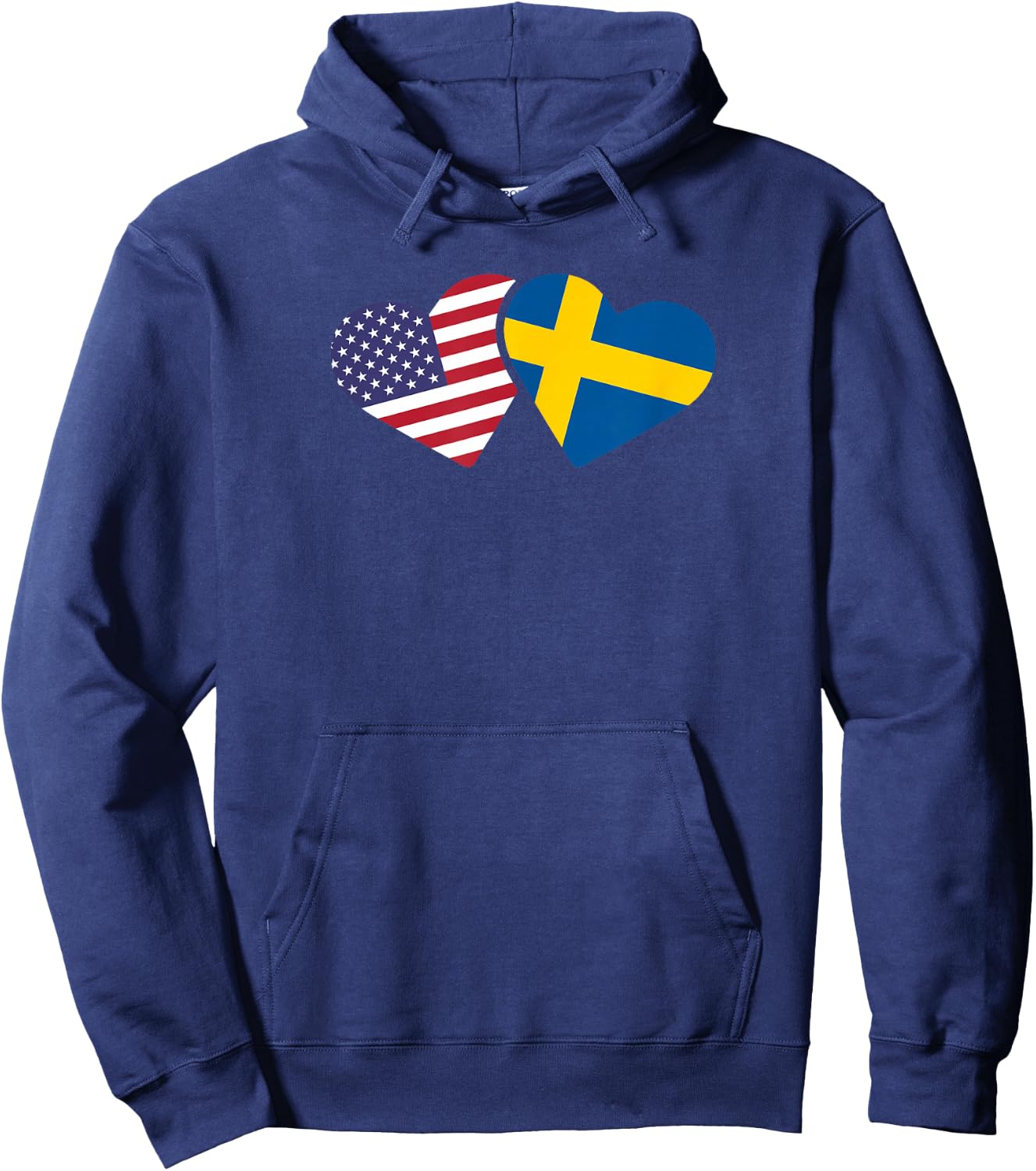 Sweden USA Flag T Shirt Heart Swedish American Love Roots Hoodie - Hoodie | Navy