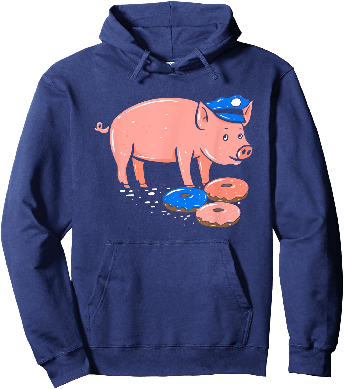 Pig Cop T Shirt | Funny Police Officer Doughnut Gift Hoodie - Hoodie | Navy