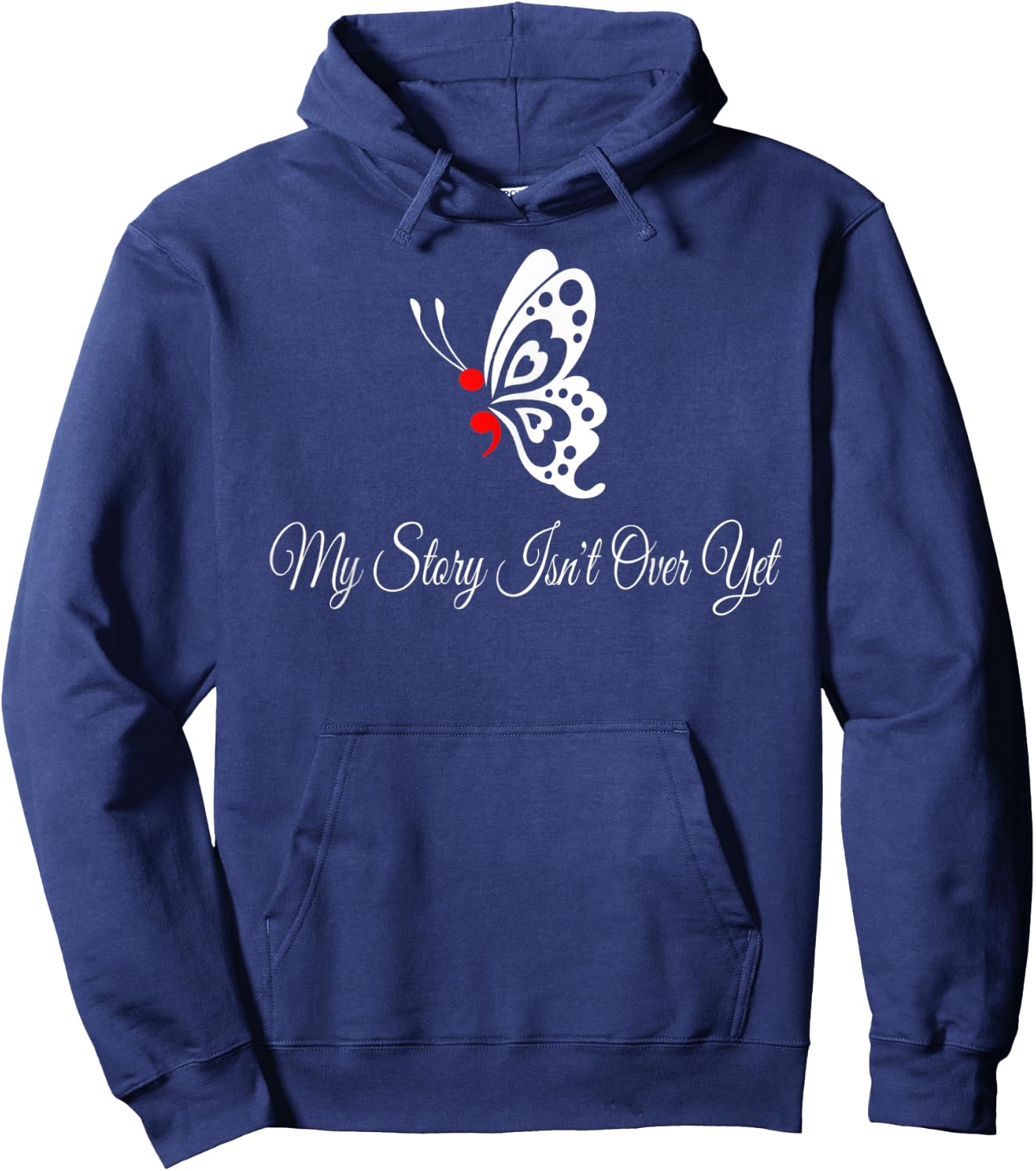 Butterfly Semicolon Shirt May Mental Health Awareness Month Hoodie - Hoodie | Navy