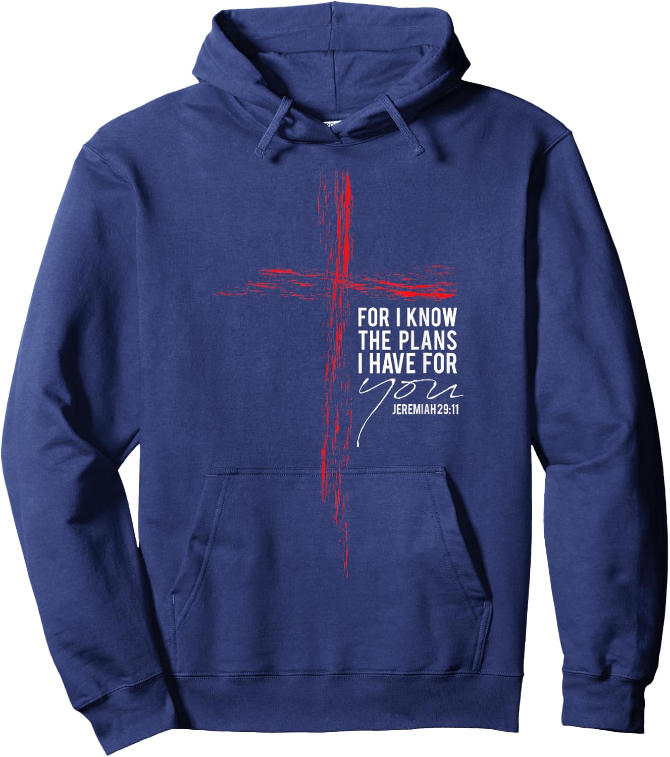 Jeremiah 29:11 Christian Religious Faith Verse Cross Graphic Hoodie - Hoodie | Navy