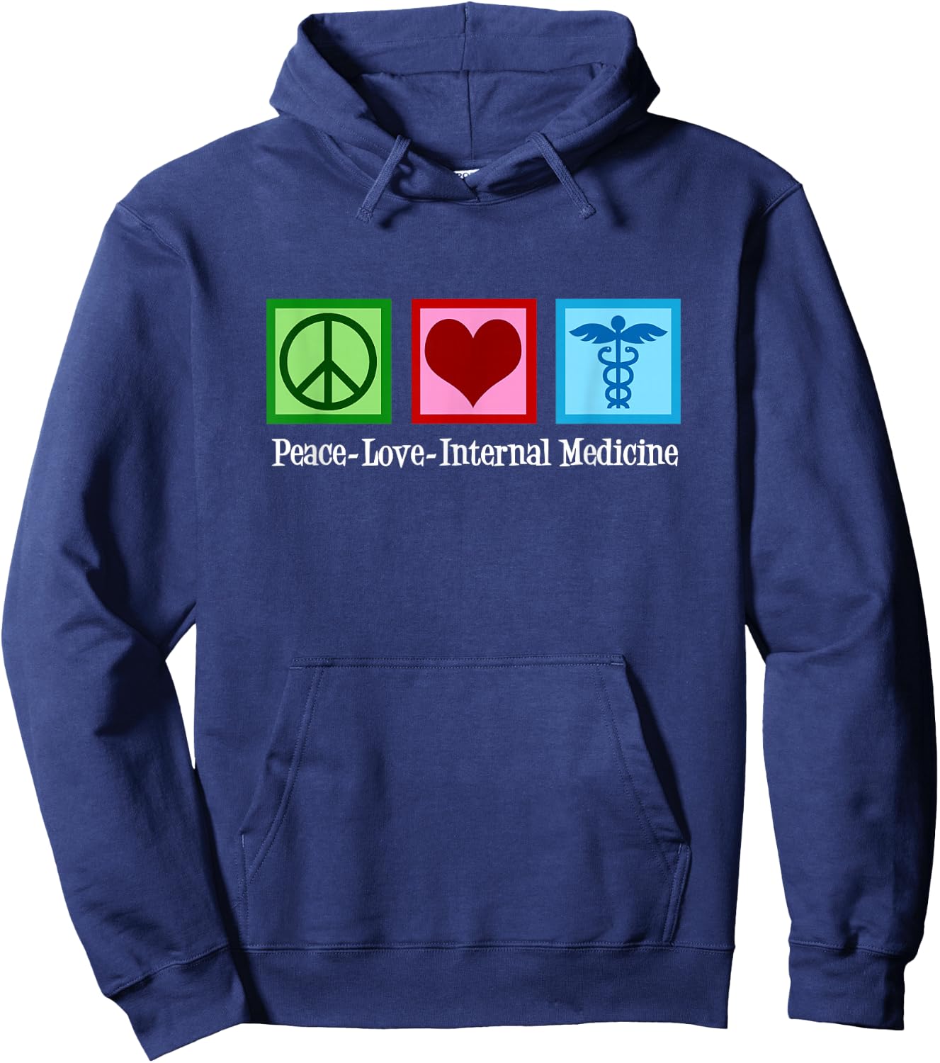 Peace Love Internal Medicine Doctor Hoodie - Hoodie | Navy