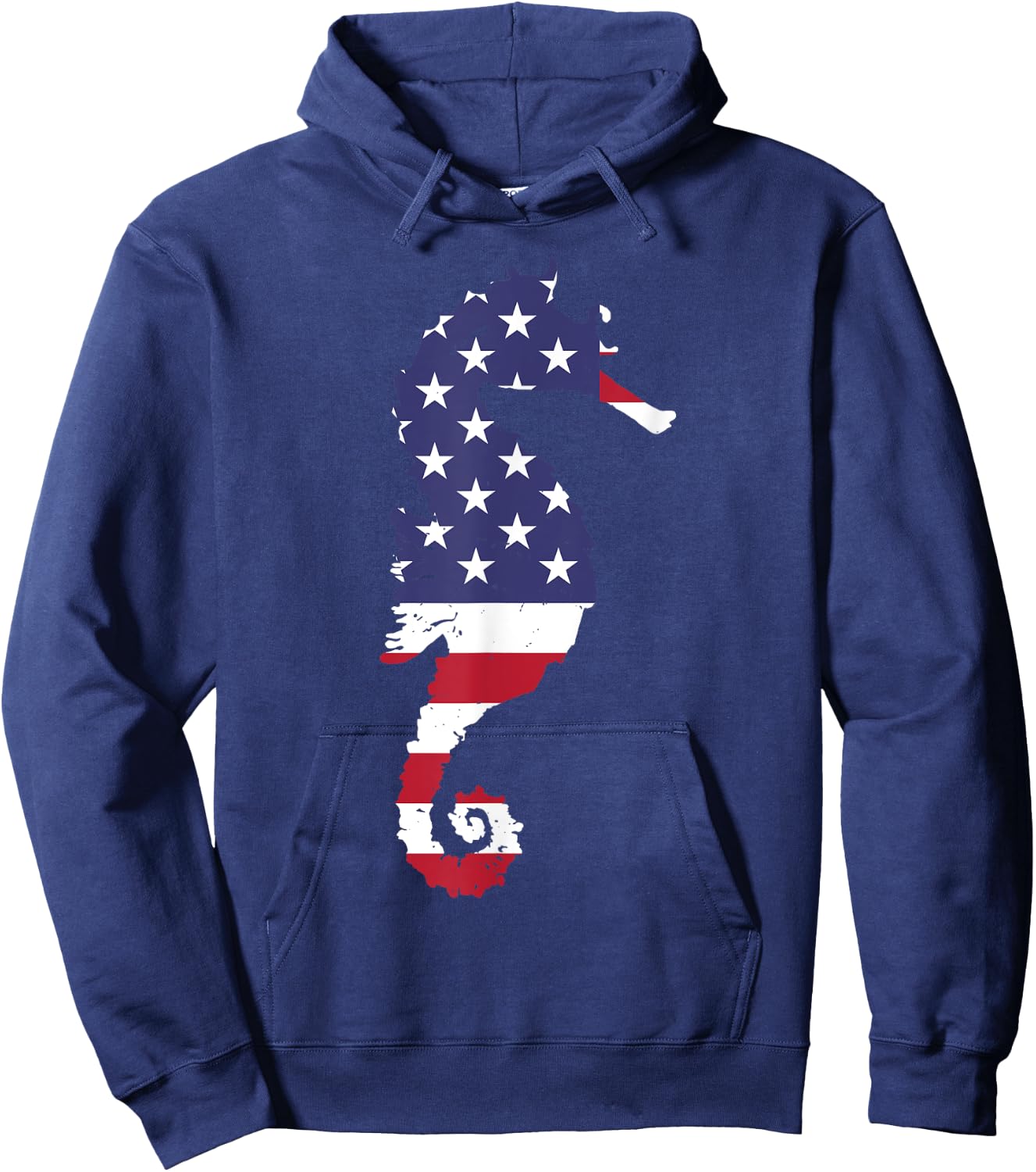 Seahorse USA Flag Patriotic 4th Of July Gift Hoodie - Hoodie | Navy