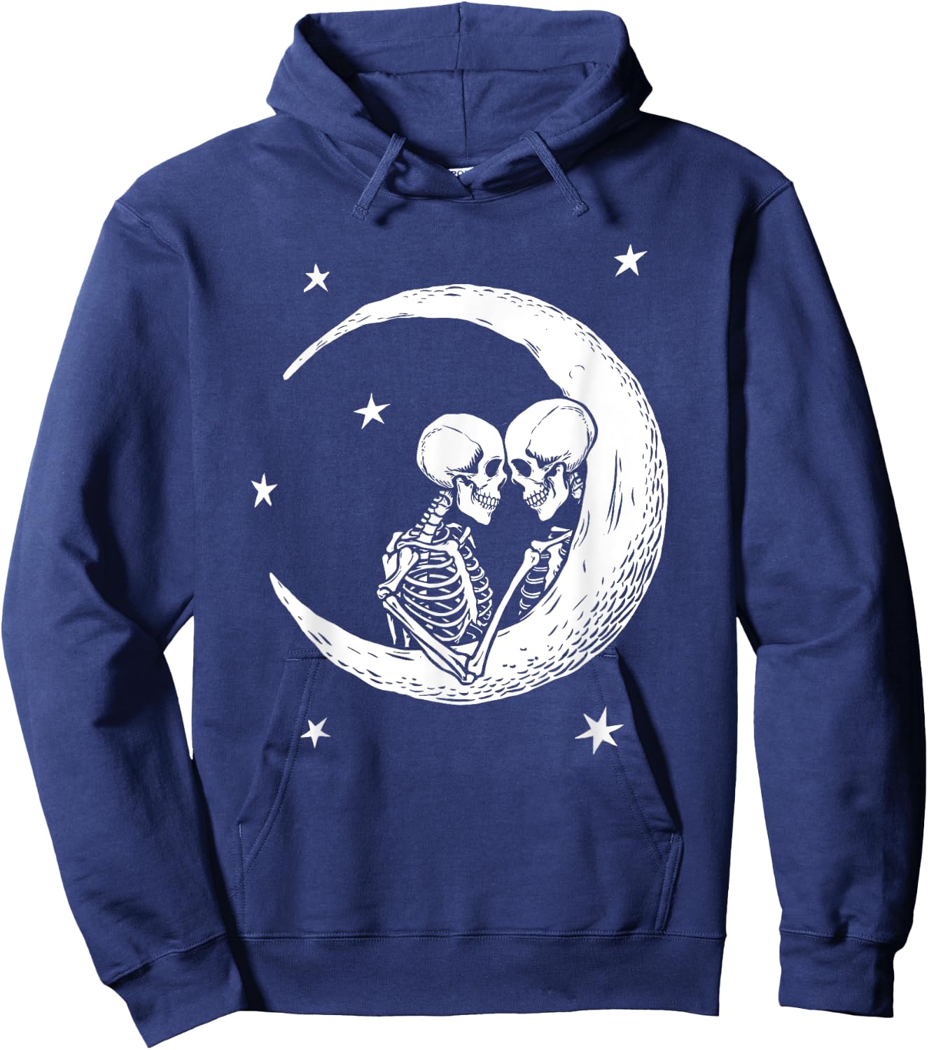 Two Skeletons In Love On The Moon Cute Fall Fashion Hoodie - Hoodie | Navy