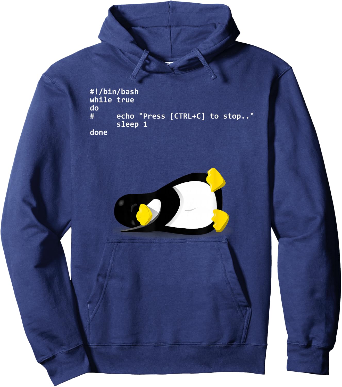 Sleeping Tux Loop Linux Geek Nerd Penguin Hoodie - Hoodie | Navy