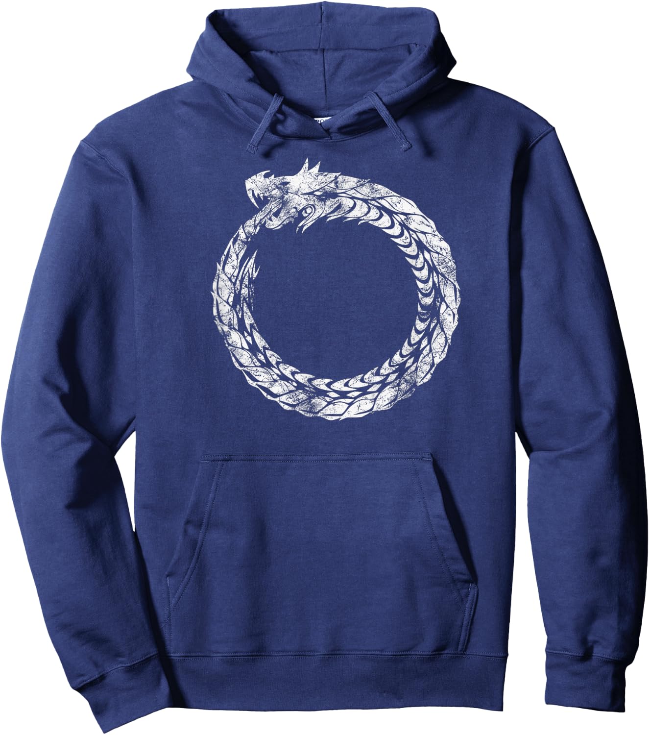 Gothic Medieval Ouroboros Snake Eating Itself White Novelty Hoodie - Hoodie | Navy