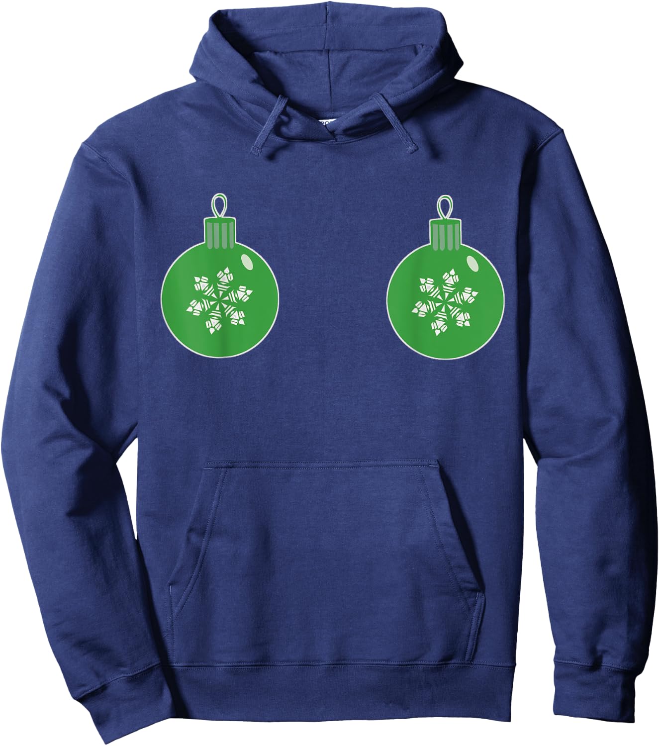 Christmas Ornament Boobs Green| Funny Sexy Holiday Shirt Hoodie - Hoodie | Navy