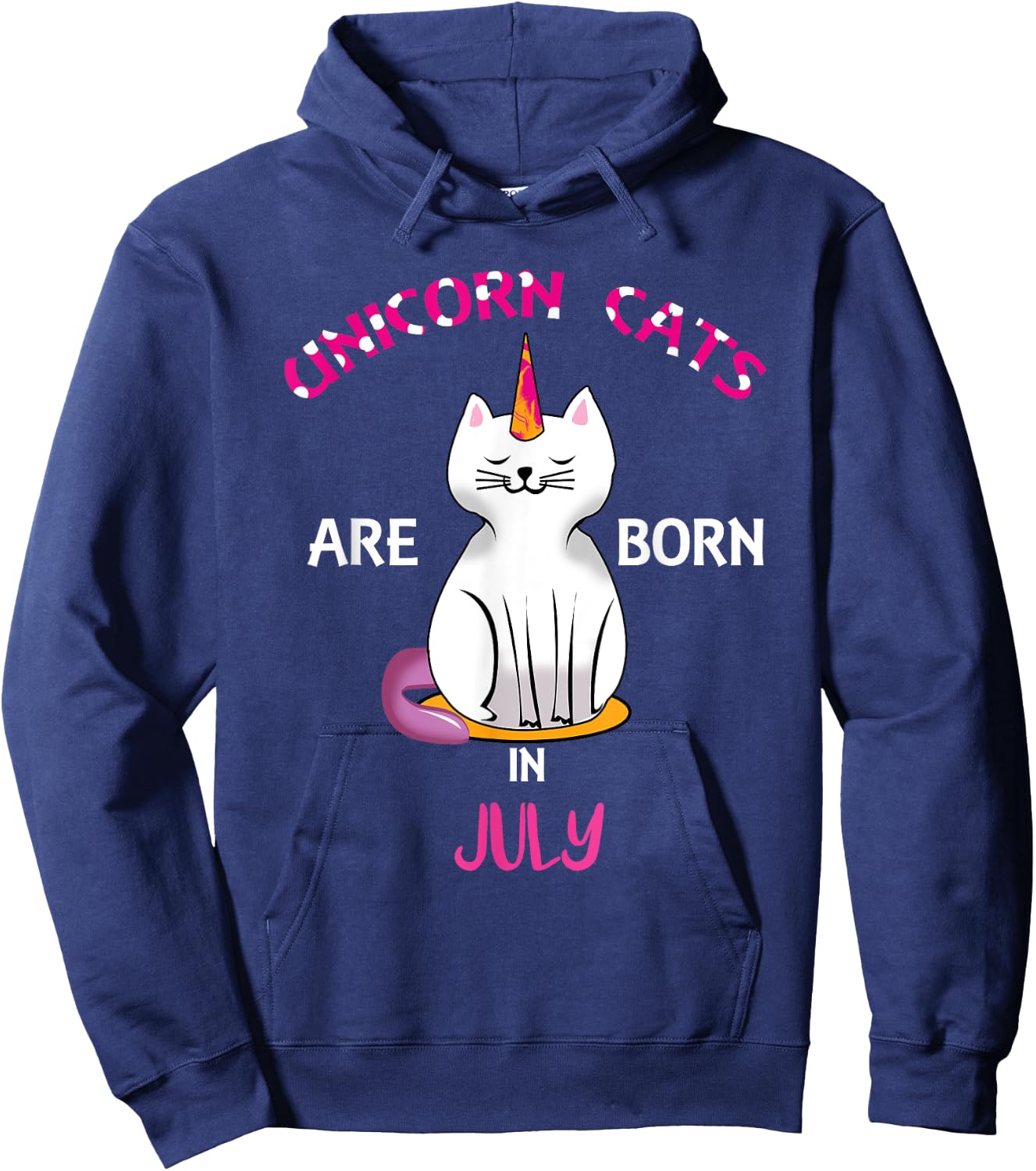 Unicorn Cats are Born in July Shirt - Birthday Shirt Gift Hoodie - Hoodie | Navy