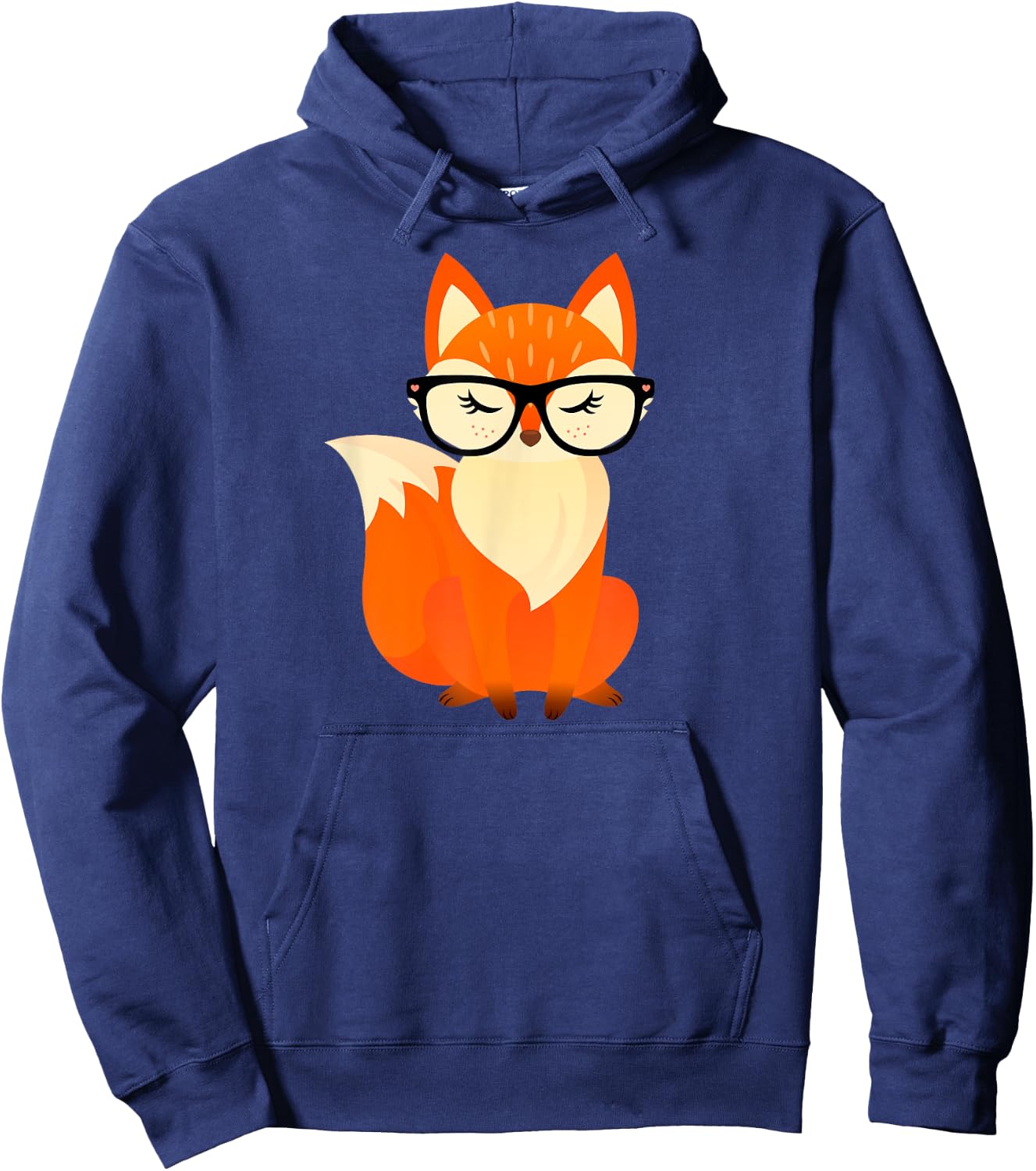 Cute Geek Fox With Glasses Hoodie - Hoodie | Navy