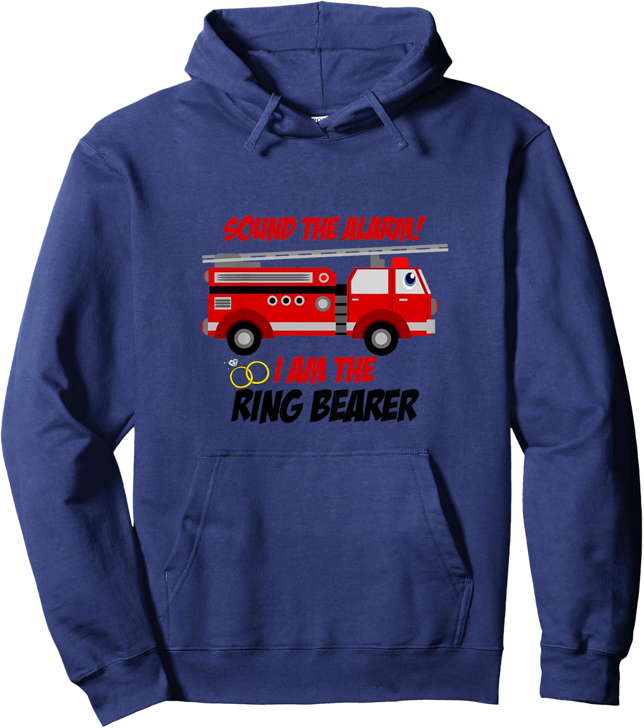 Ring Bearer Shirt - Sound The Alarm Fire Truck Wedding Gift Hoodie - Hoodie | Navy