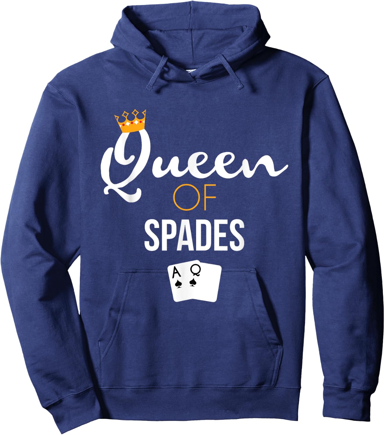 Queen of Spades Card Game Lover Spades Player Gift Hoodie - Hoodie | Navy
