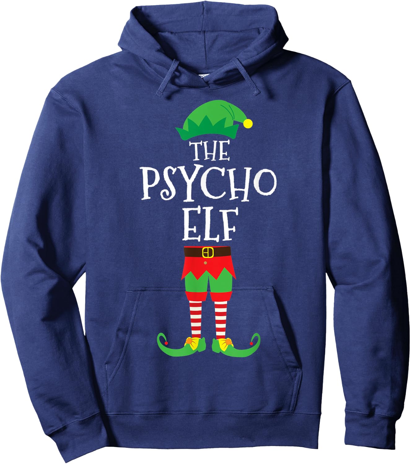 Psycho Elf Matching Family Christmas Party Pajama Hoodie - Hoodie | Navy