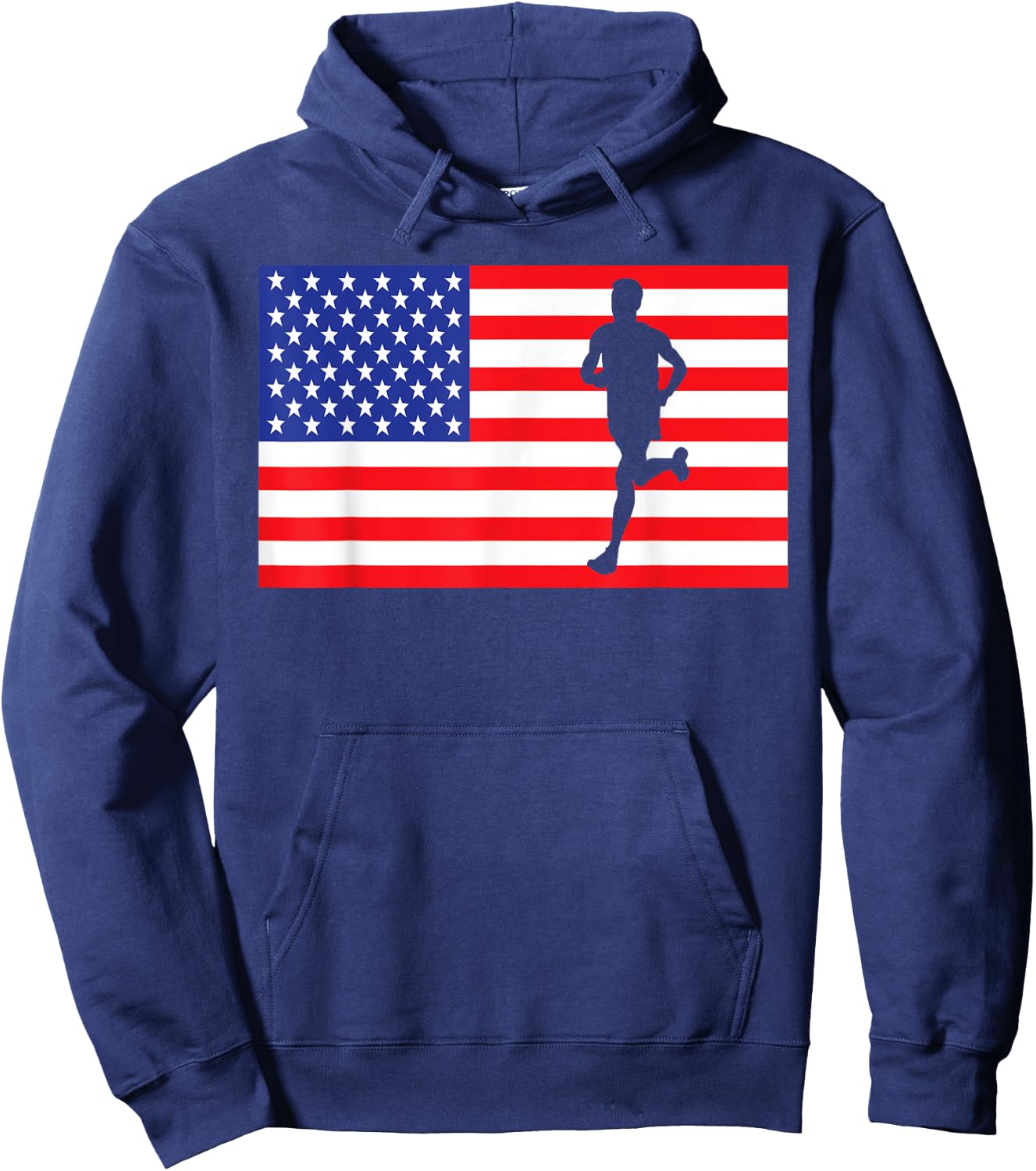 Marathon Runner USA American Flag Race Running 4th Of July Women Kids Men Hoodie - Hoodie | Navy