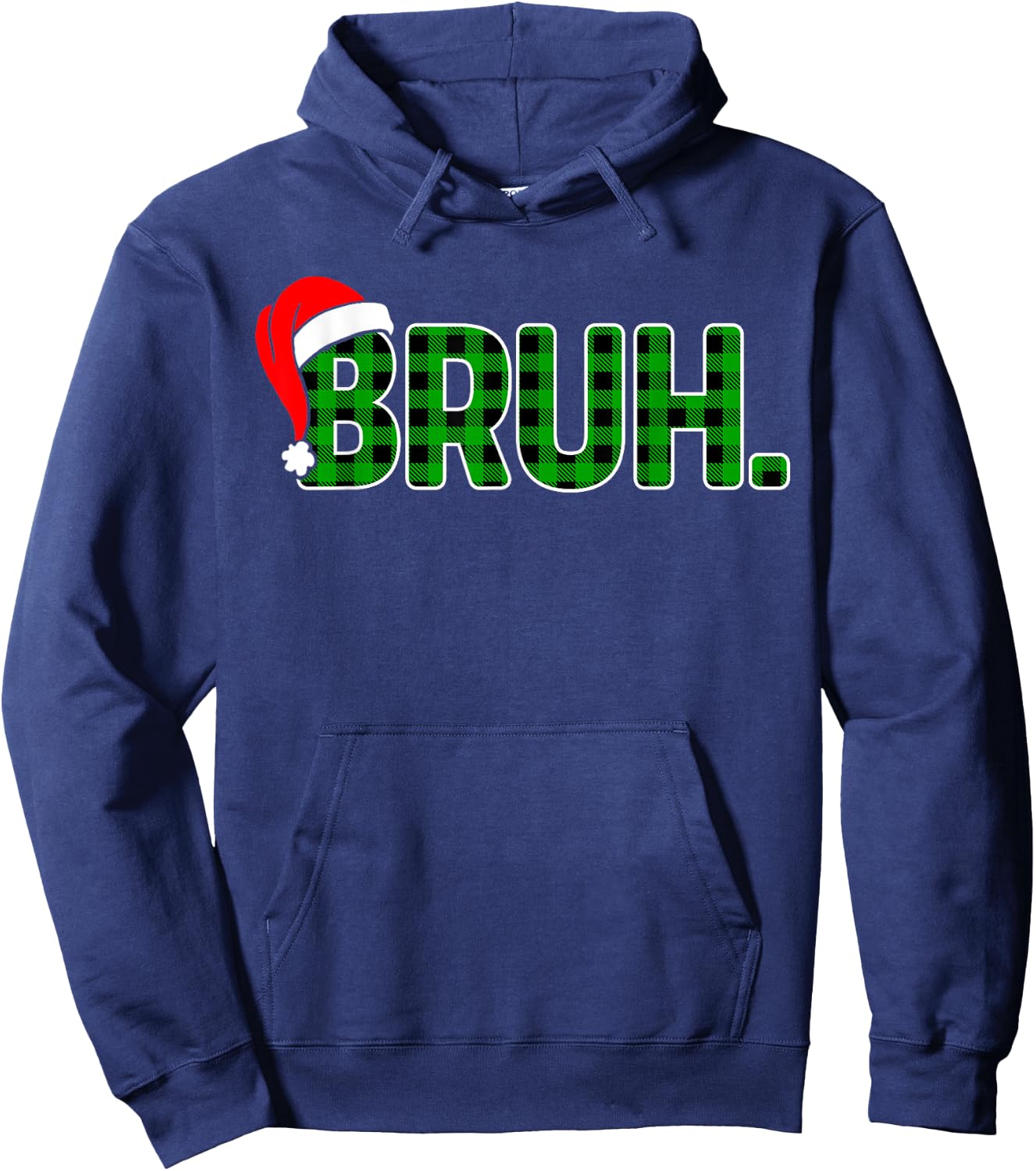 Bruh Funny Christmas Plaid Teens Boys Kids Xmas Pajamas Hoodie - Hoodie | Navy
