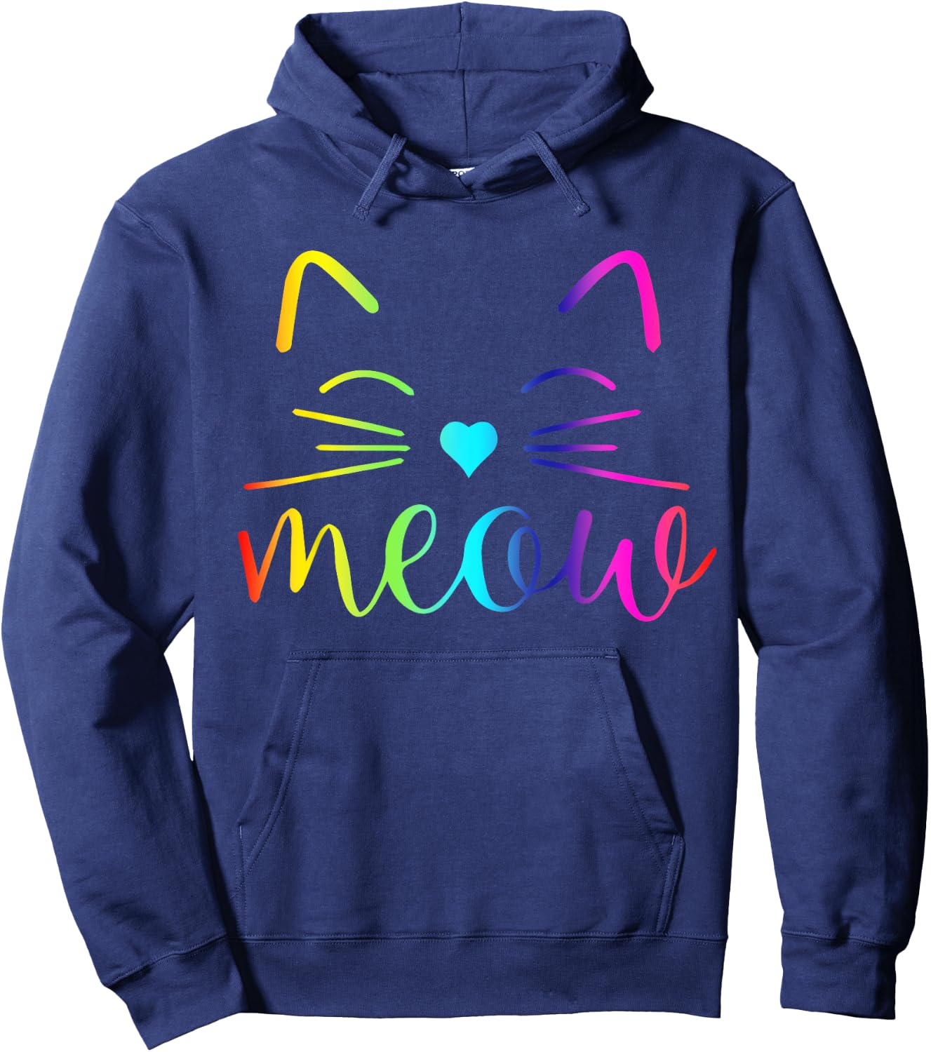 Meow Cute Cat Face Funny Quote for Cat fans Women Girls Kids Hoodie - Hoodie | Navy