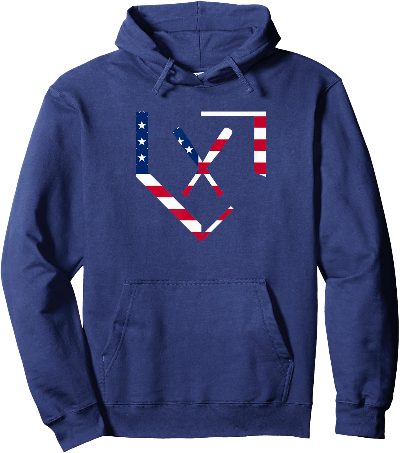 Stars and Stripes Home Plate Baseball Bats American Flag USA Hoodie - Hoodie | Navy