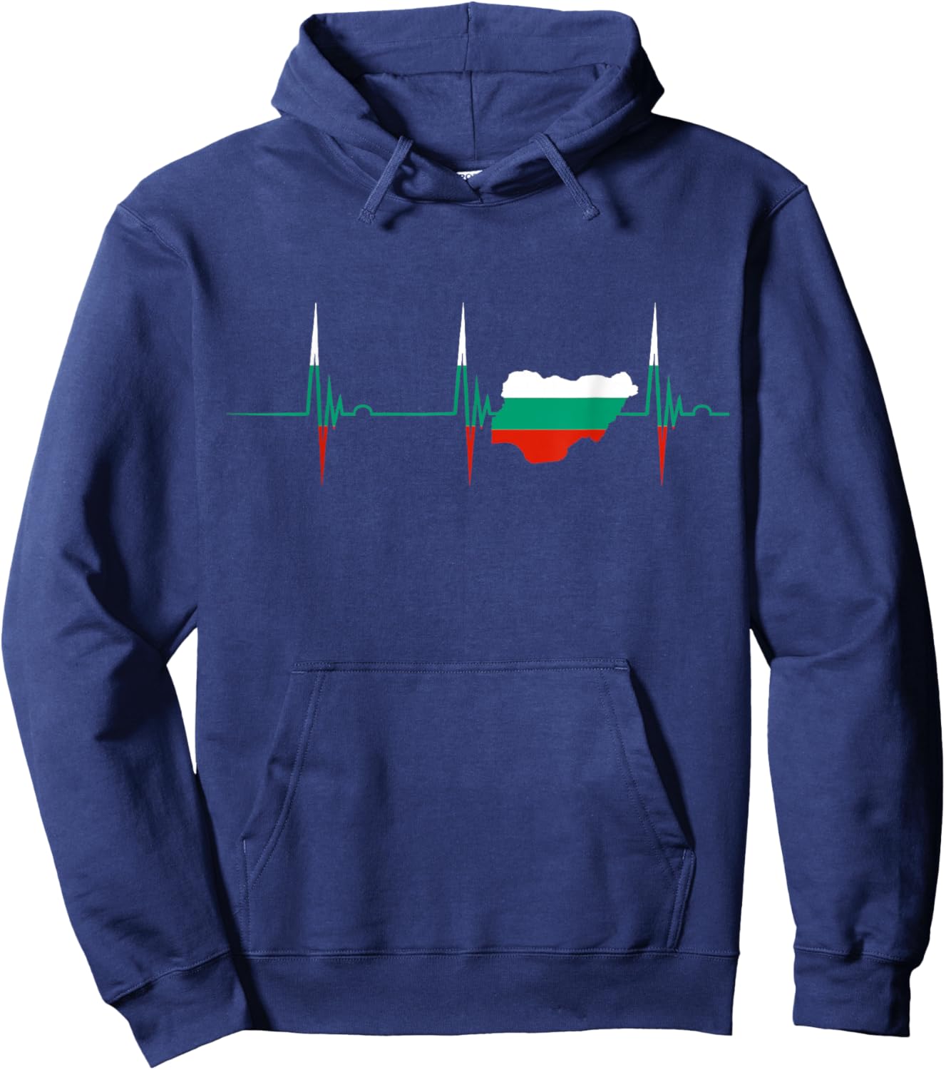 Bulgaria Flag Map Bulgarian Roots Heartbeat EKG Pulse Hoodie - Hoodie | Navy